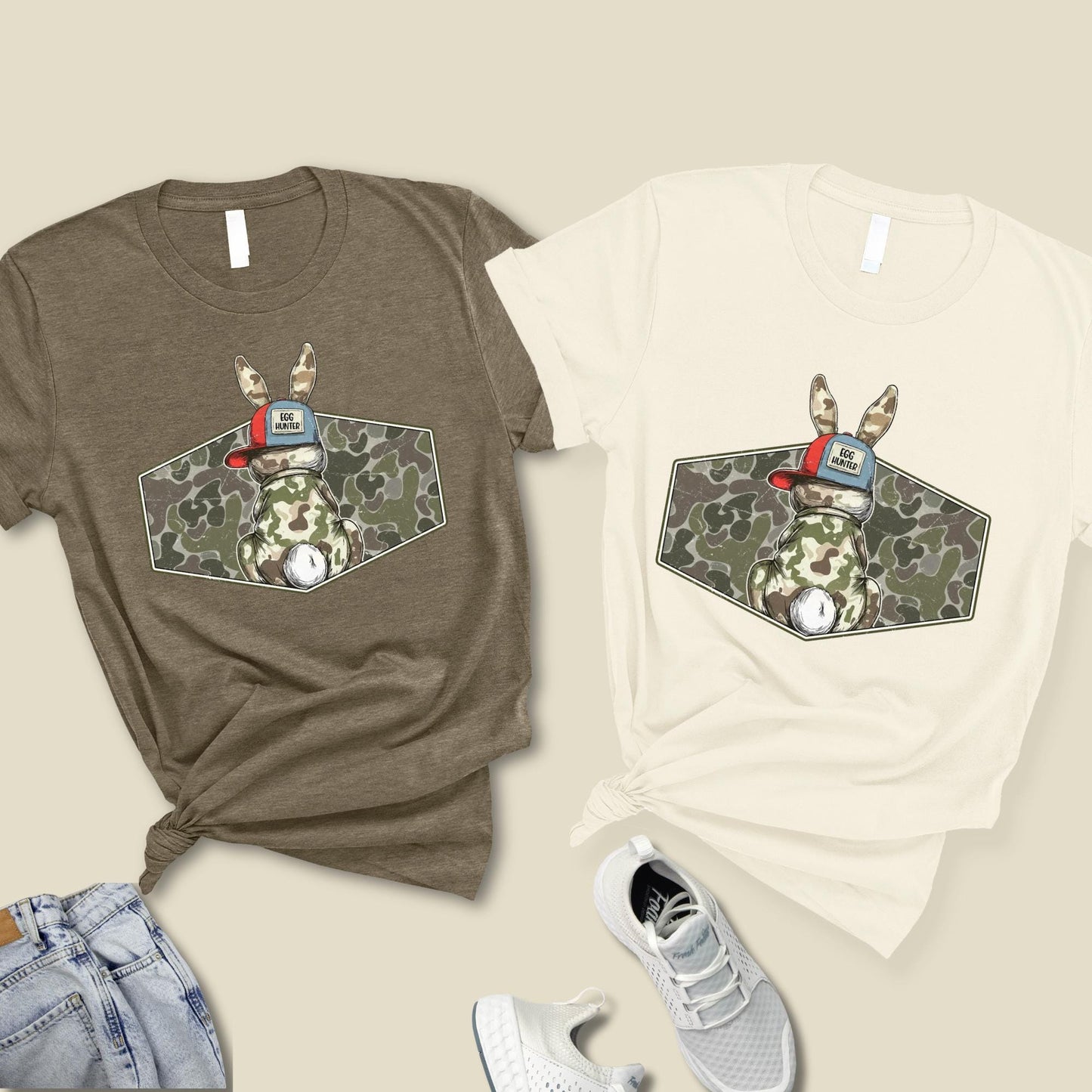 Custom Camo Easter Kids Shirt - Easter Day Toddler Tee - Matching Sibling Cousin Egg Hunting Youth & Toddler Tees