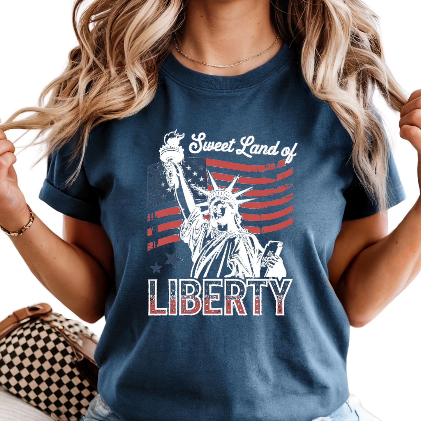 Sweet Land of Liberty Shirt Comfort Colors® Statue of Liberty 4th of July Tee, Vintage Patriotic Shirt