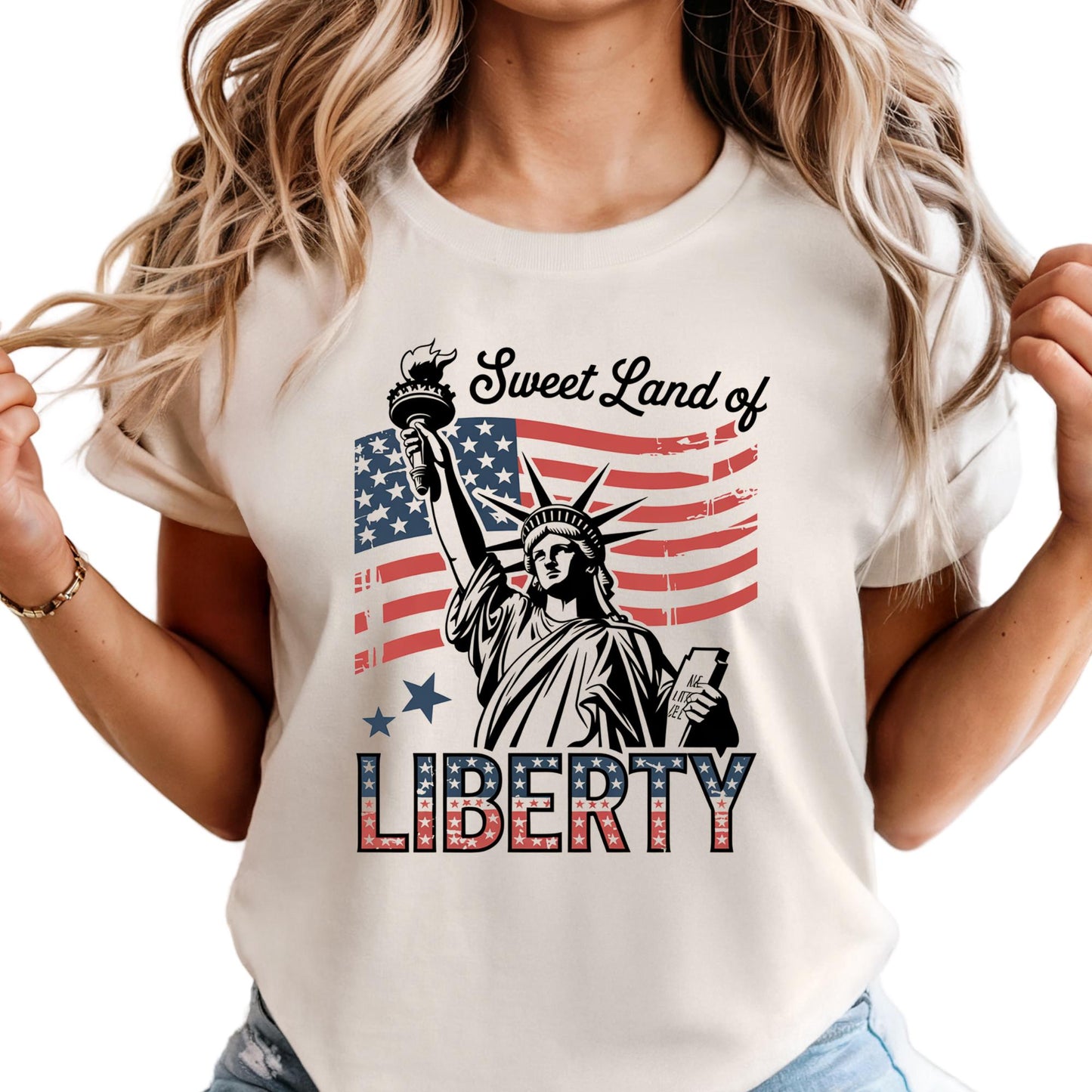 Sweet Land of Liberty Shirt Comfort Colors® Statue of Liberty 4th of July Tee, Vintage Patriotic Shirt