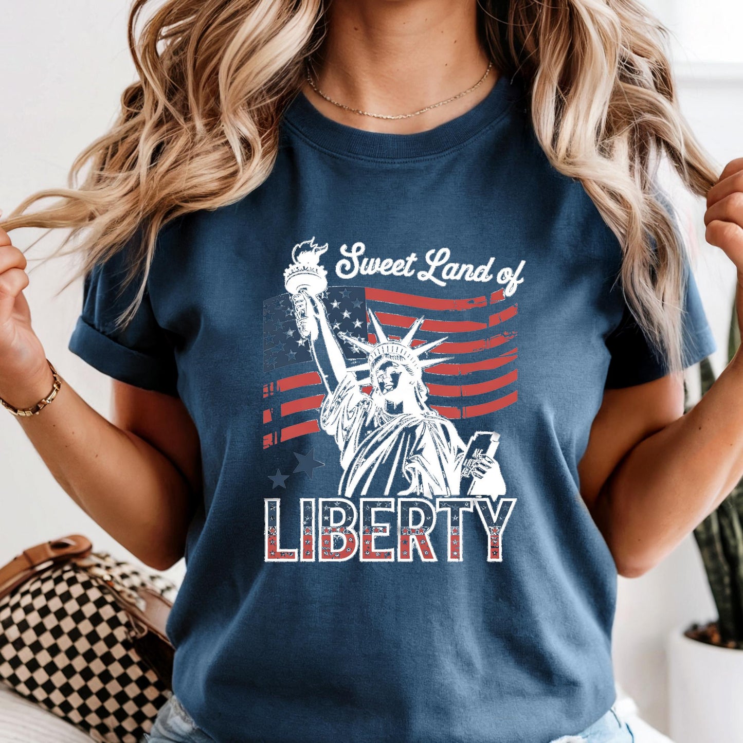 Sweet Land of Liberty Shirt Comfort Colors® Statue of Liberty 4th of July Tee, Vintage Patriotic Shirt