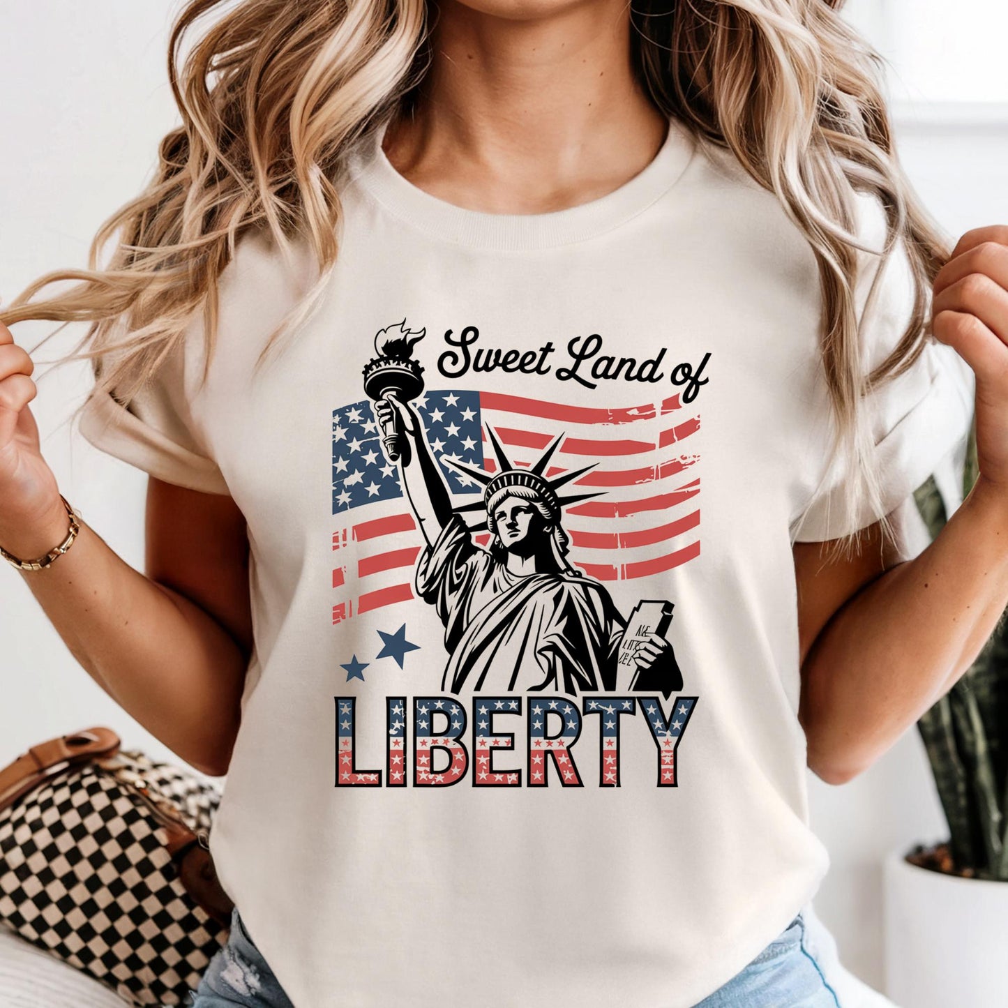 Sweet Land of Liberty Shirt Comfort Colors® Statue of Liberty 4th of July Tee, Vintage Patriotic Shirt