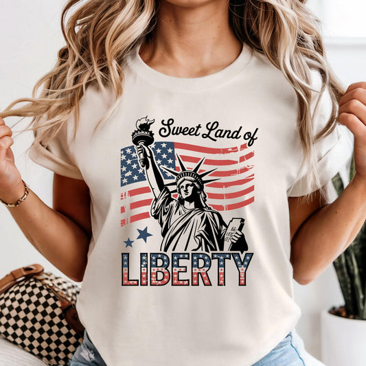 Sweet Land of Liberty Shirt Comfort Colors® Statue of Liberty 4th of July Tee, Vintage Patriotic Shirt