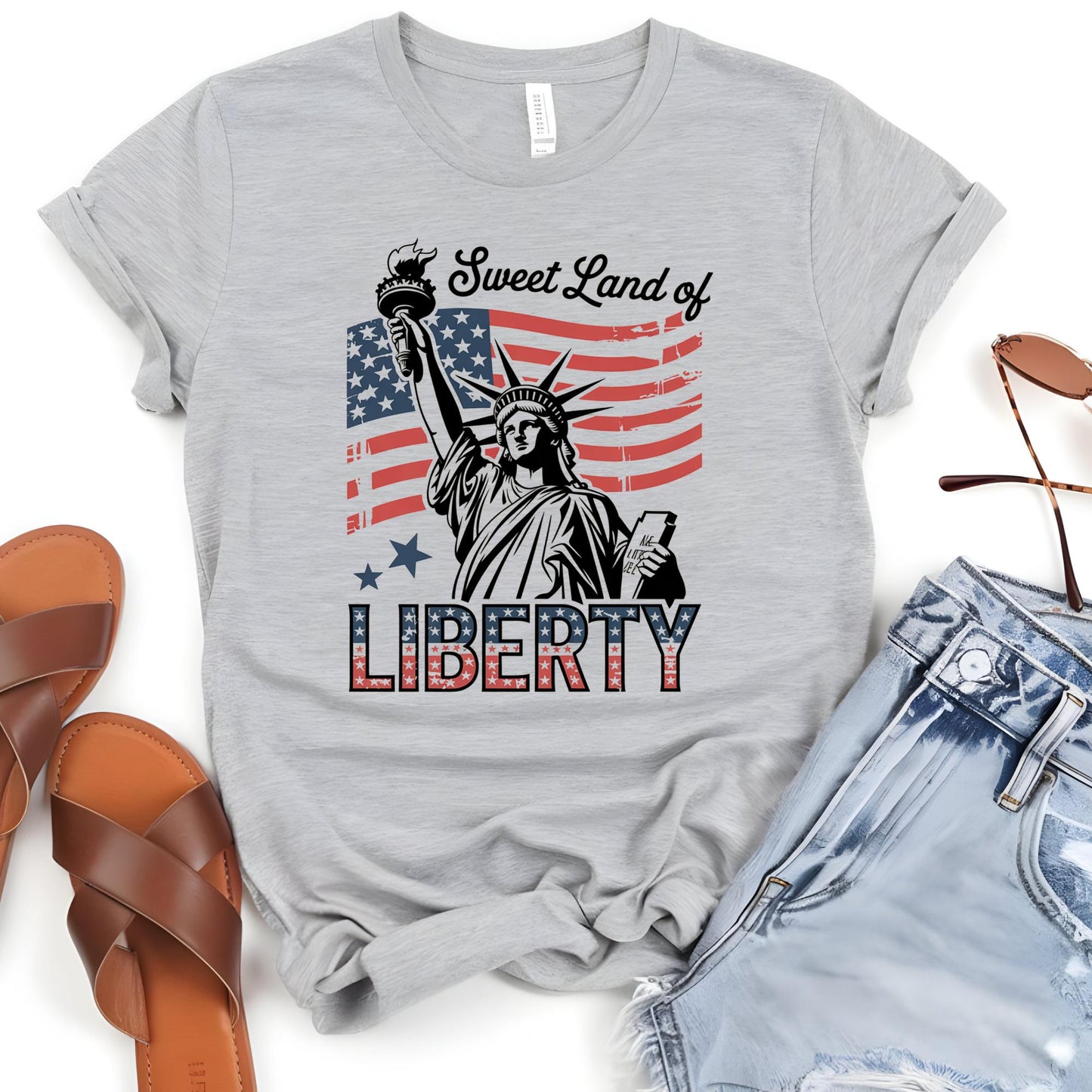 Sweet Land of Liberty Shirt, Statue of Liberty 4th of July Tee, Vintage Patriotic Shirt, Independence Day T-Shirt, Freedom Tee
