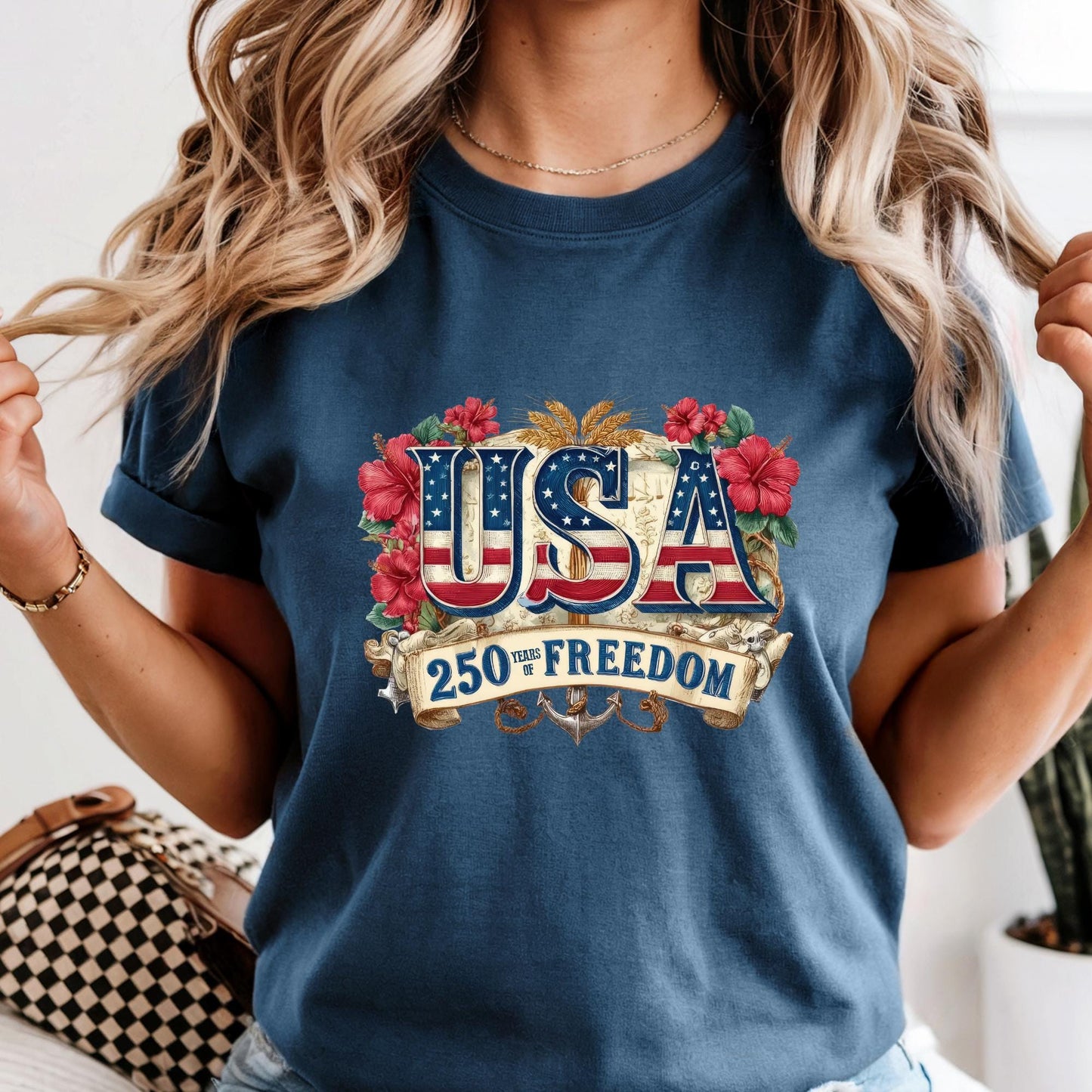 250 Years Of Freedom Shirt Comfort Colors® USA Anniversary Shirt, Freedom Tee, American 250 Floral, 4th of July Shirt, Memorial Day Shirt