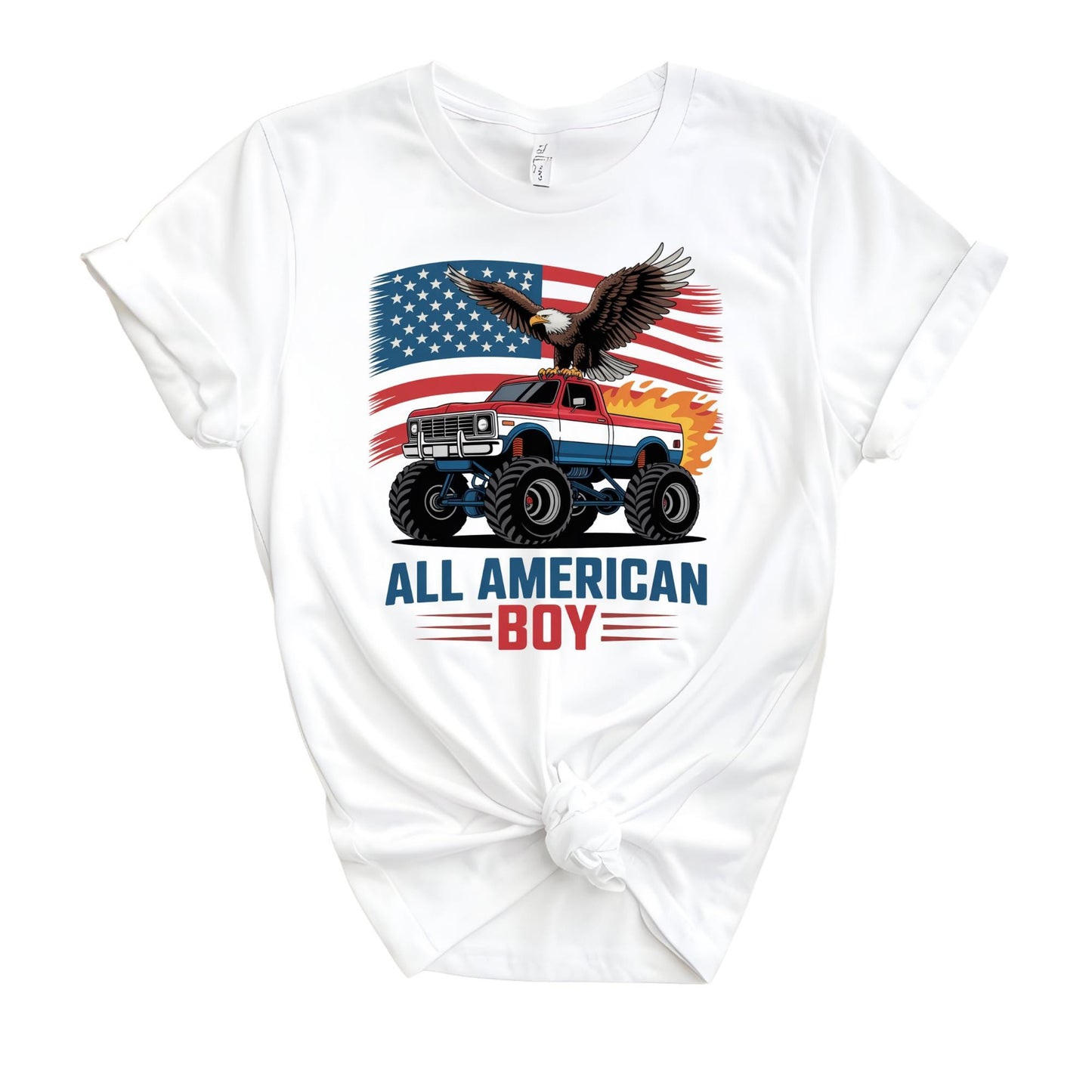 All American Boy Patriotic Truck Shirt, American Flag Shirt, 4th July Shirt, Truck Flag Shirt, 4th of July Shirt