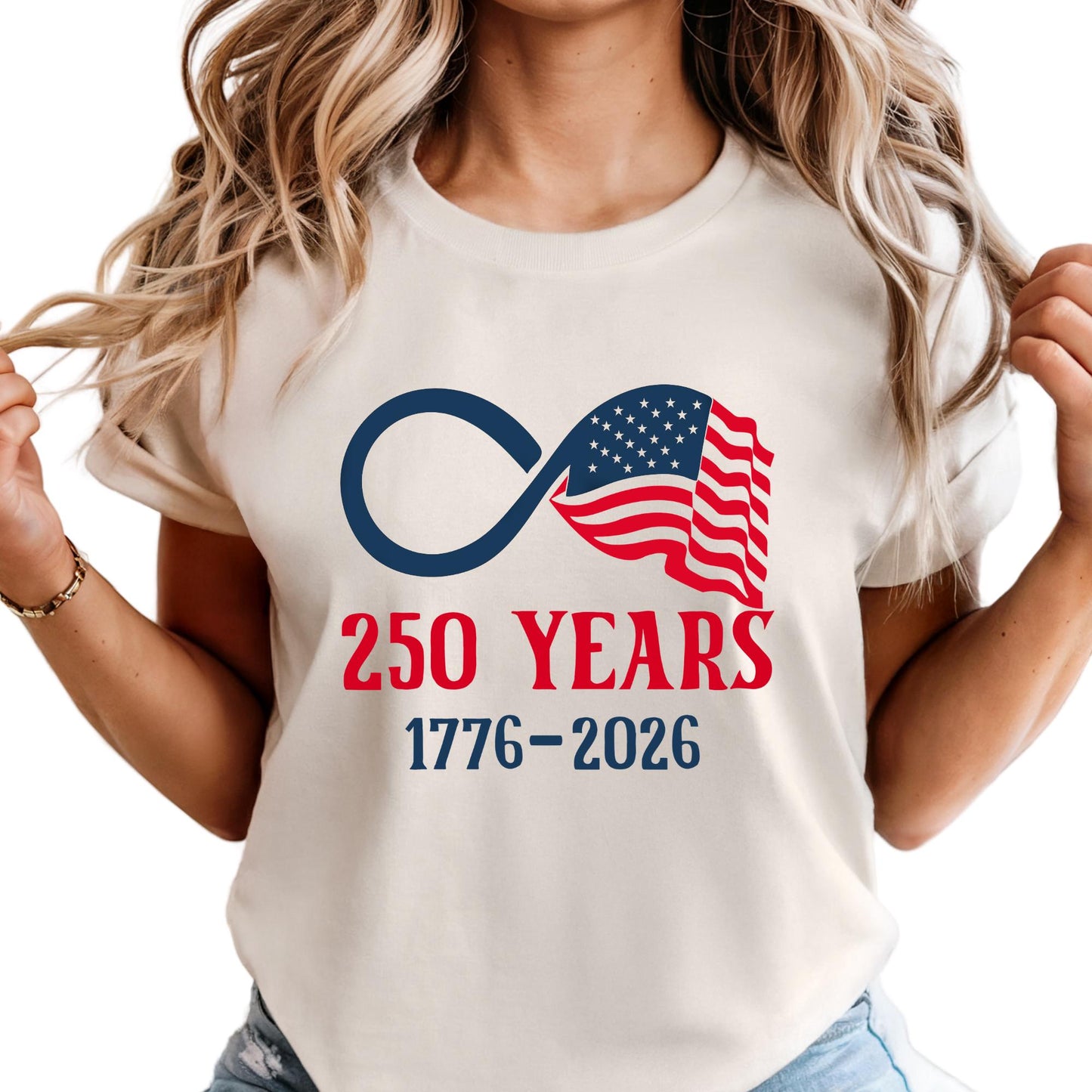 America 250th Anniversary Infinity Shirt Comfort Colors® Patriotic USA Flag Tee, 4th of July Independence Day Gift
