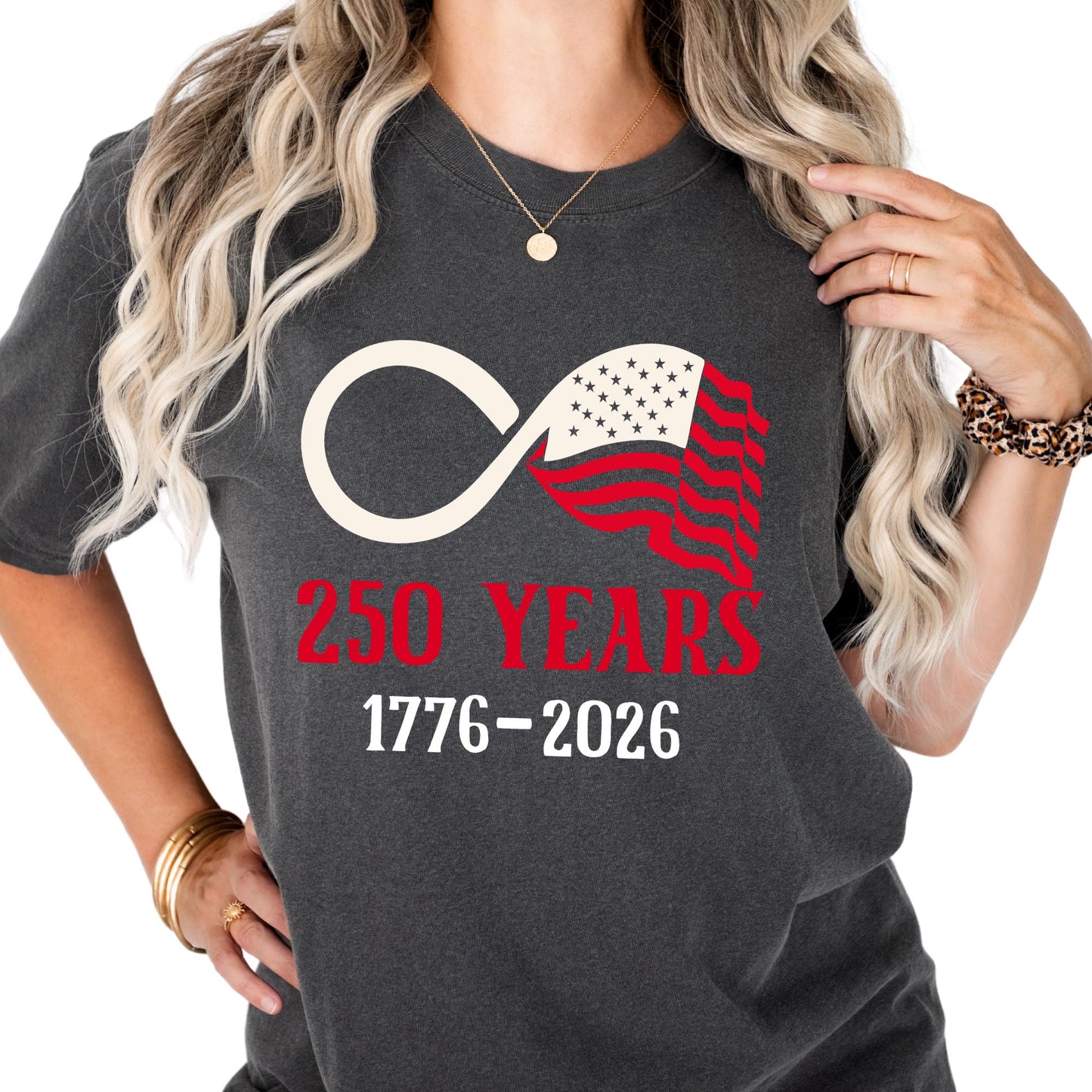 America 250th Anniversary Infinity Shirt Comfort Colors® Patriotic USA Flag Tee, 4th of July Independence Day Gift
