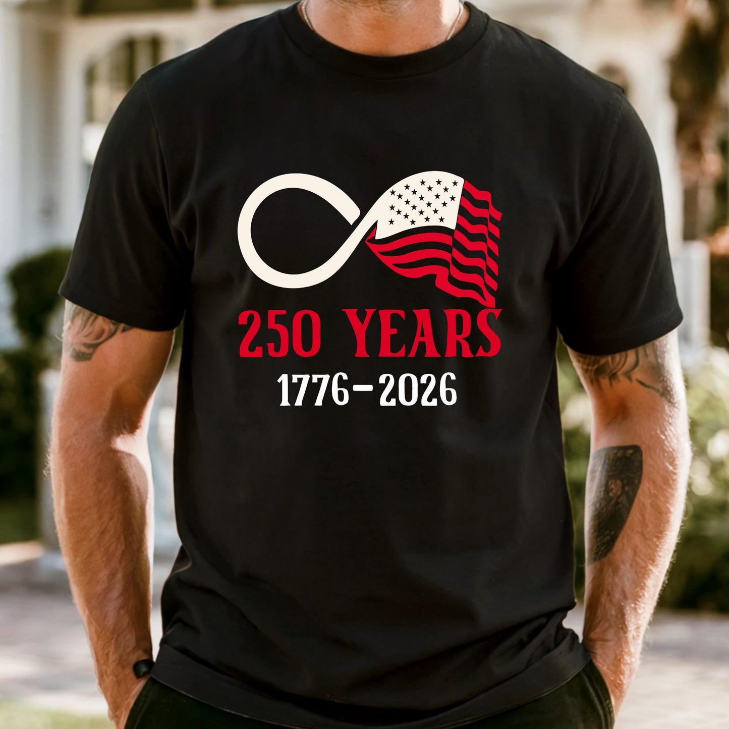 America 250th Anniversary Infinity Shirt Comfort Colors® Patriotic USA Flag Tee, 4th of July Independence Day Gift