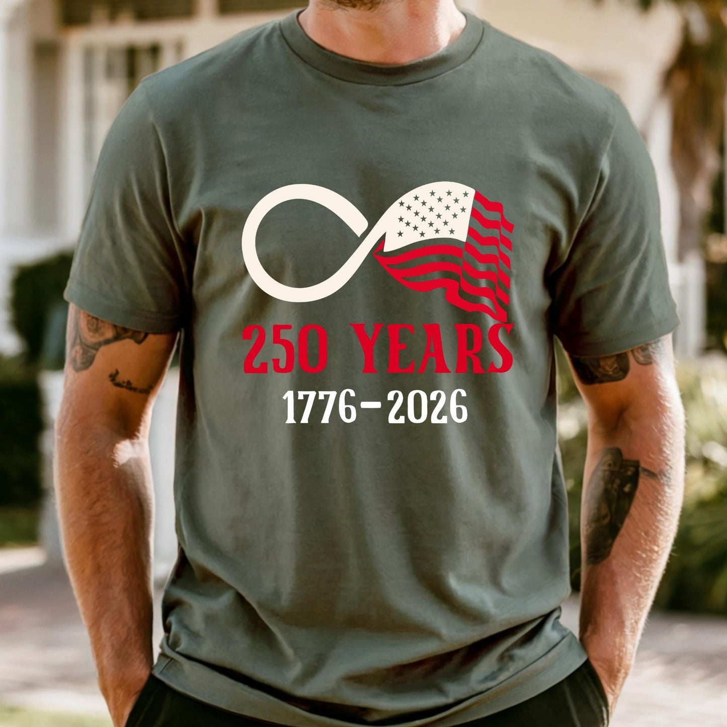 America 250th Anniversary Infinity Shirt Comfort Colors® Patriotic USA Flag Tee, 4th of July Independence Day Gift