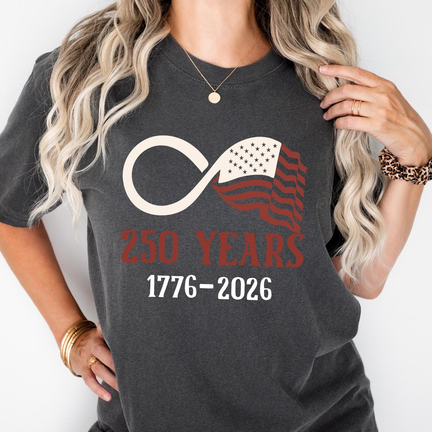 America 250th Anniversary Infinity Shirt Comfort Colors® Patriotic USA Flag Tee, 4th of July Independence Day Gift