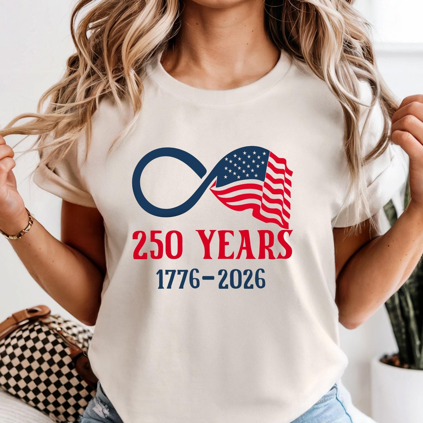 America 250th Anniversary Infinity Shirt Comfort Colors® Patriotic USA Flag Tee, 4th of July Independence Day Gift