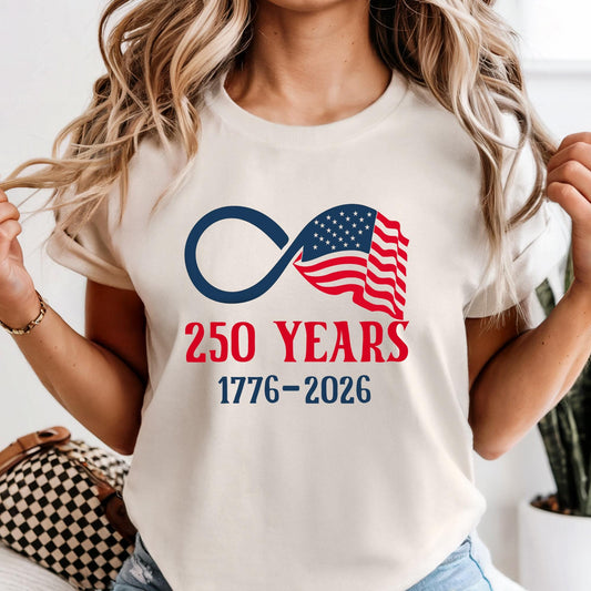 America 250th Anniversary Infinity Shirt Comfort Colors® Patriotic USA Flag Tee, 4th of July Independence Day Gift