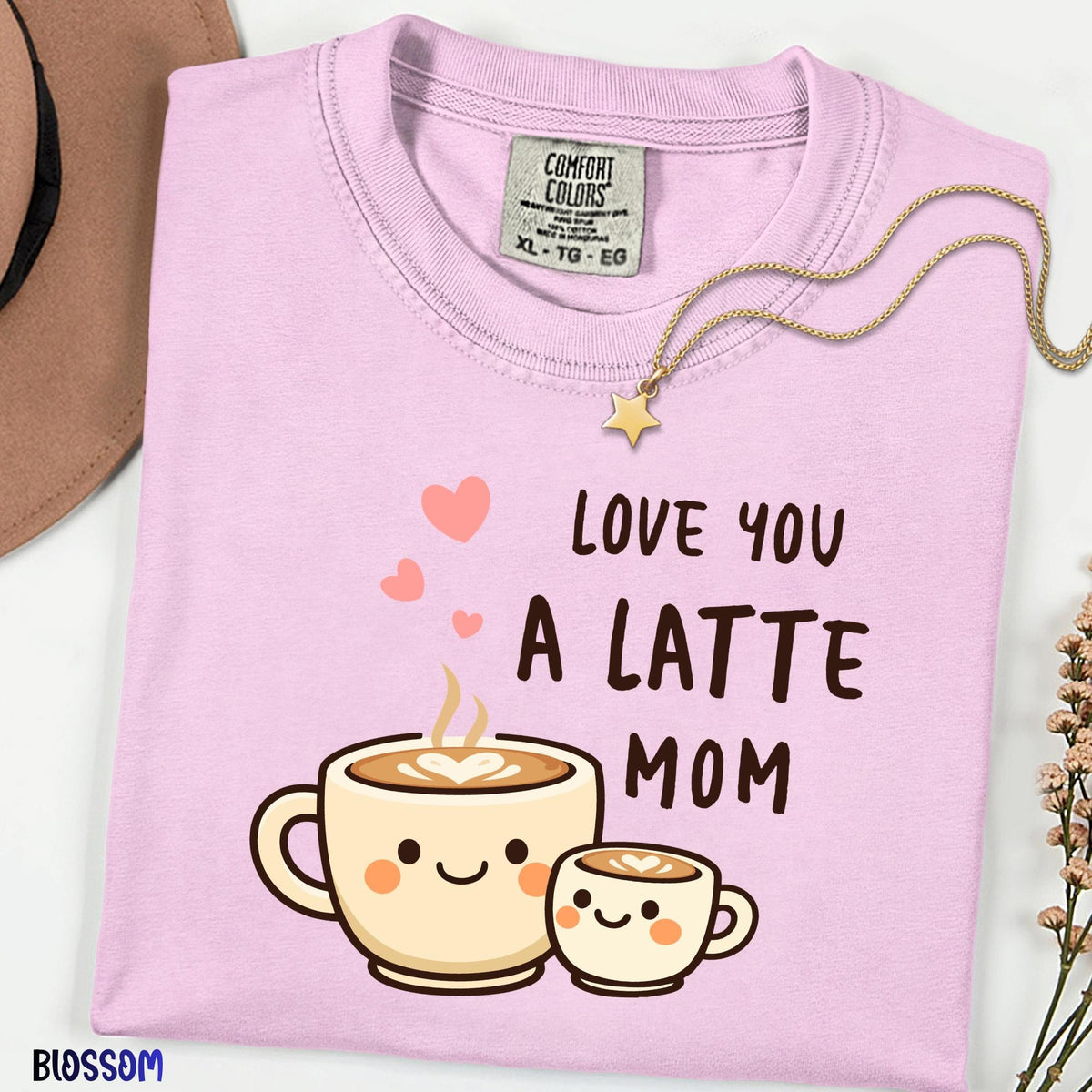 Comfort Colors® Love You A Latte Mom Shirt, Cute Coffee Mom Tee, Mothers Day Gift, Aesthetic Mama Shirt, Coffee Lover Mom Tee