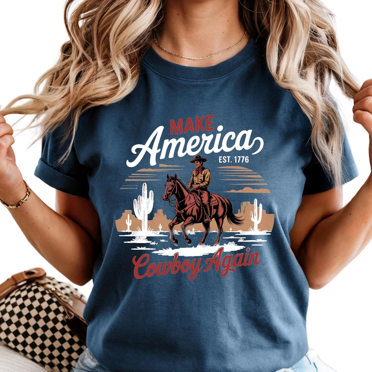 Make America Cowboy Again Western 4th of July T-Shirt