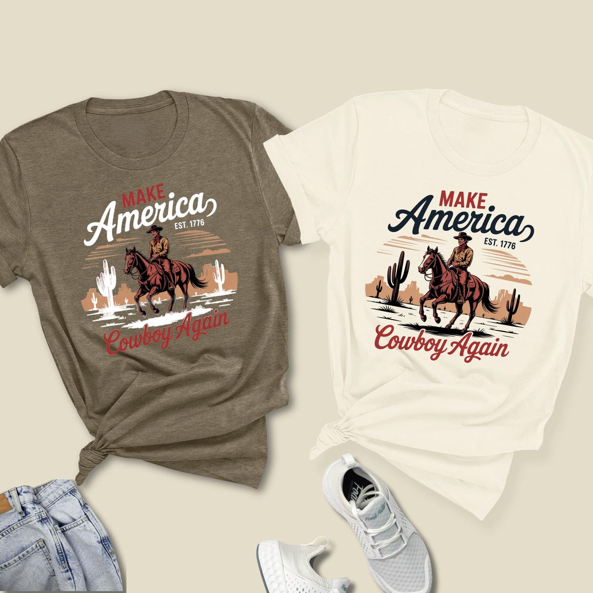Make America Cowboy Again Western 4th of July T-Shirt