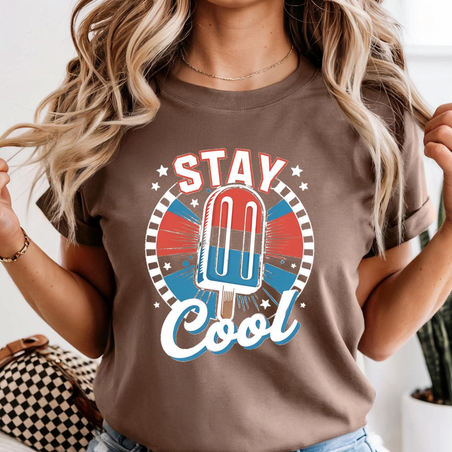 Stay Cool American Ice Cream Shirt, 4th of July Popsicle Graphic Tee – Retro Patriotic T-Shirt