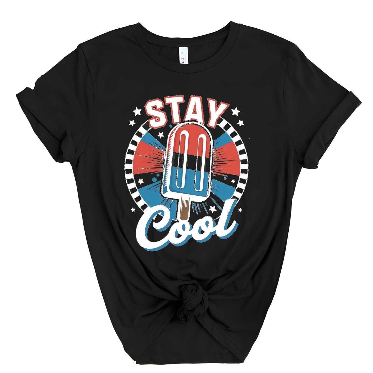 TiStay Cool American Popsicle Shirt, Retro 4th of July Tee, Patriotic Summer Graphic Shirt, Red White Blue Independence Day Shirt