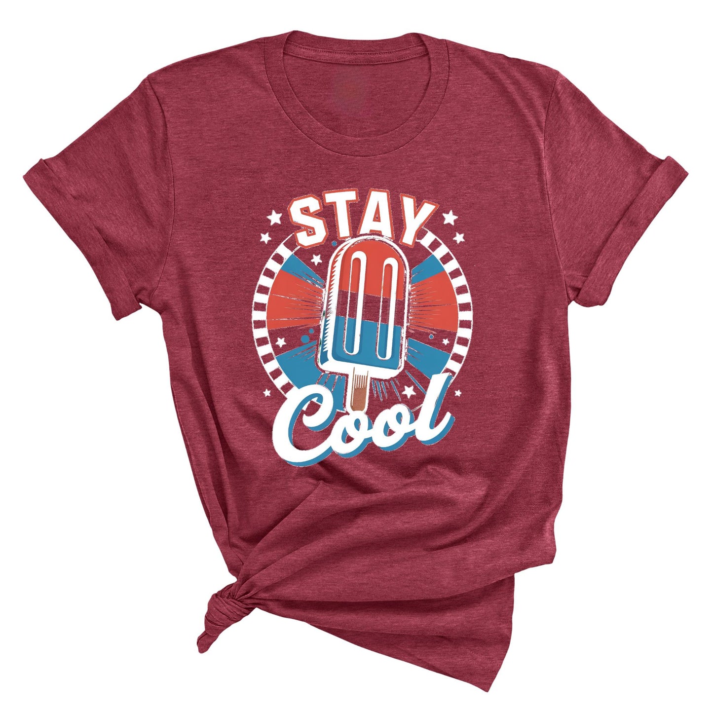 TiStay Cool American Popsicle Shirt, Retro 4th of July Tee, Patriotic Summer Graphic Shirt, Red White Blue Independence Day Shirt
