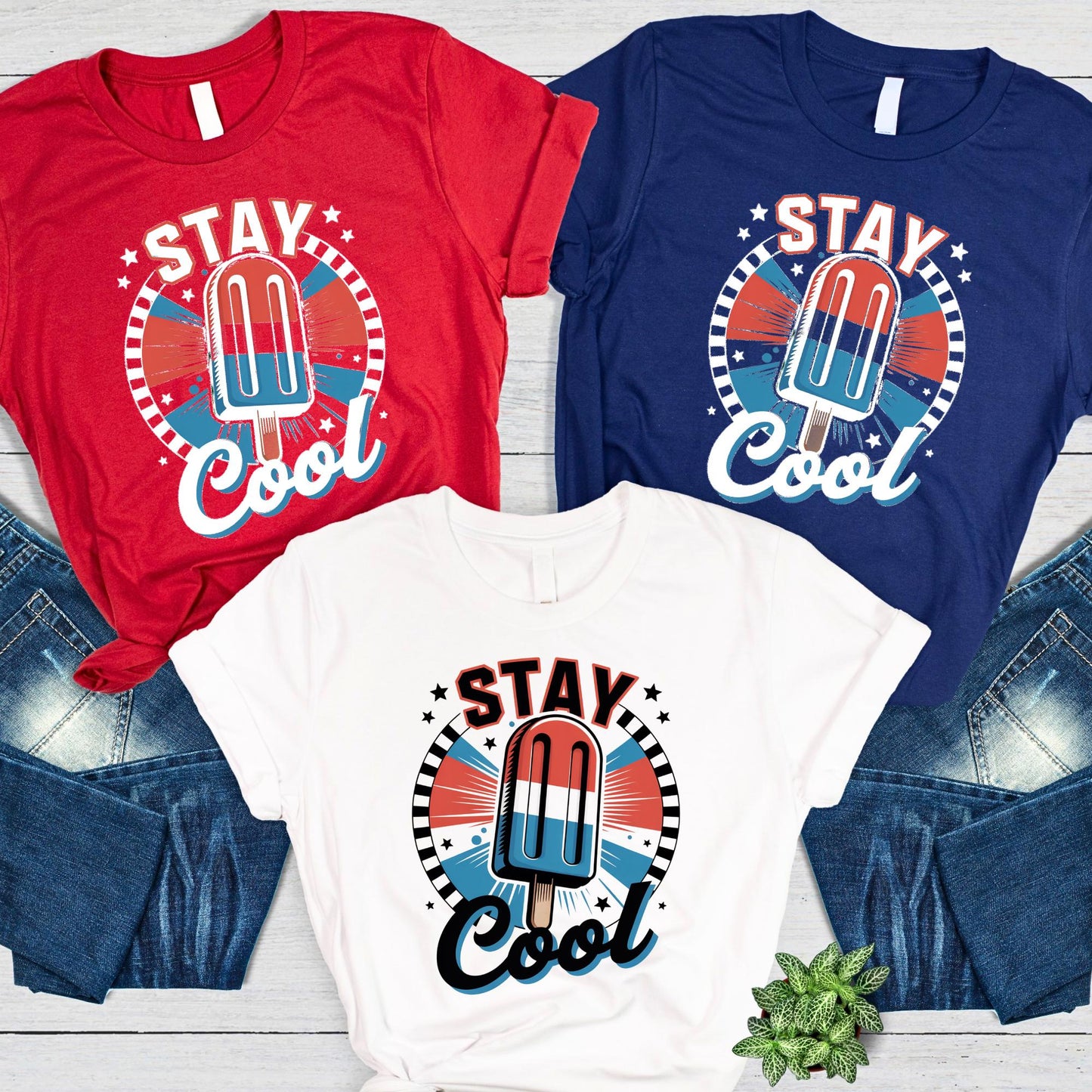 TiStay Cool American Popsicle Shirt, Retro 4th of July Tee, Patriotic Summer Graphic Shirt, Red White Blue Independence Day Shirt