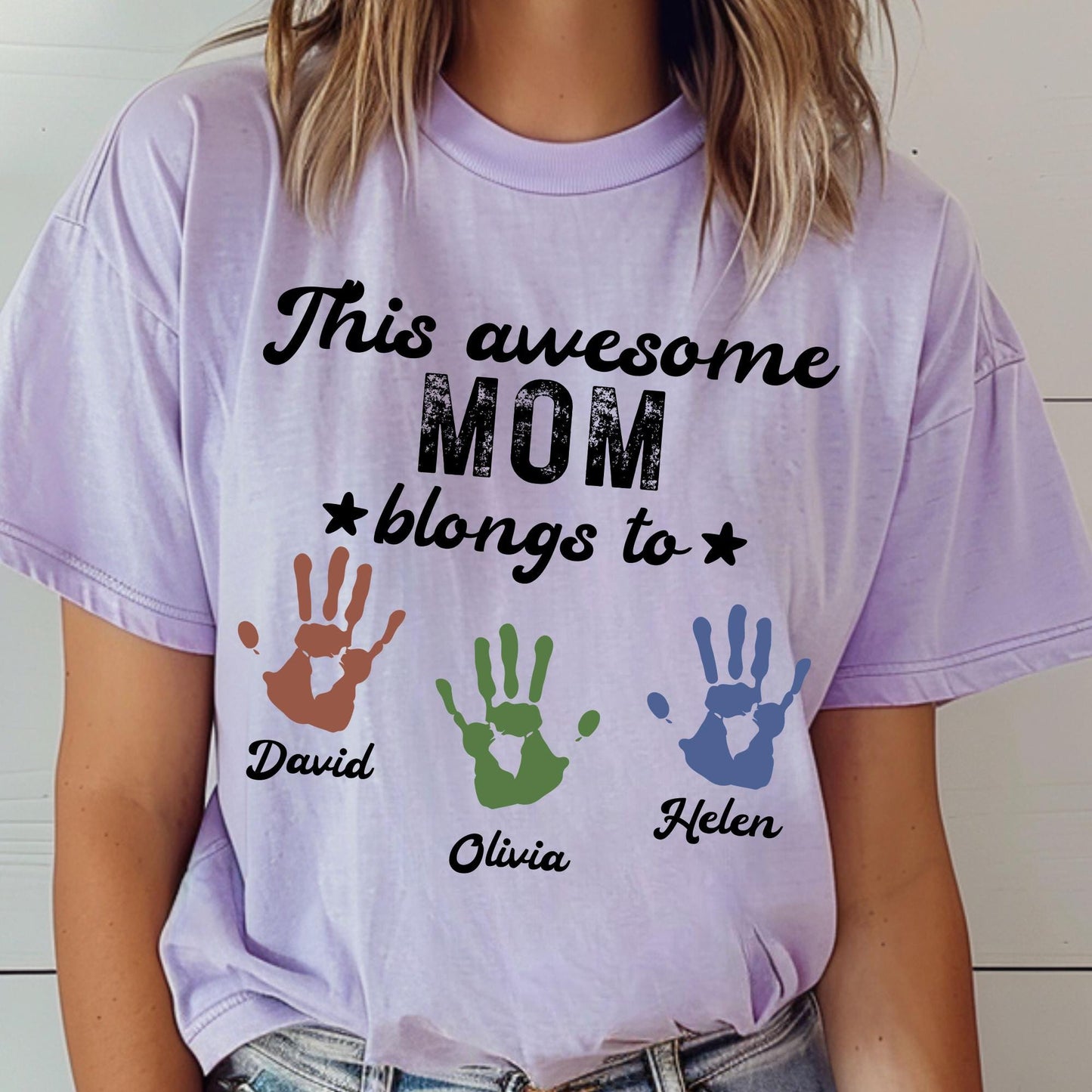 Personalized Mom | Gigi Shirt With Kids Names, This Awesome Mom | Gigi Belongs To Custom Names Tee, Mothers Day Gift, Gigi Tee