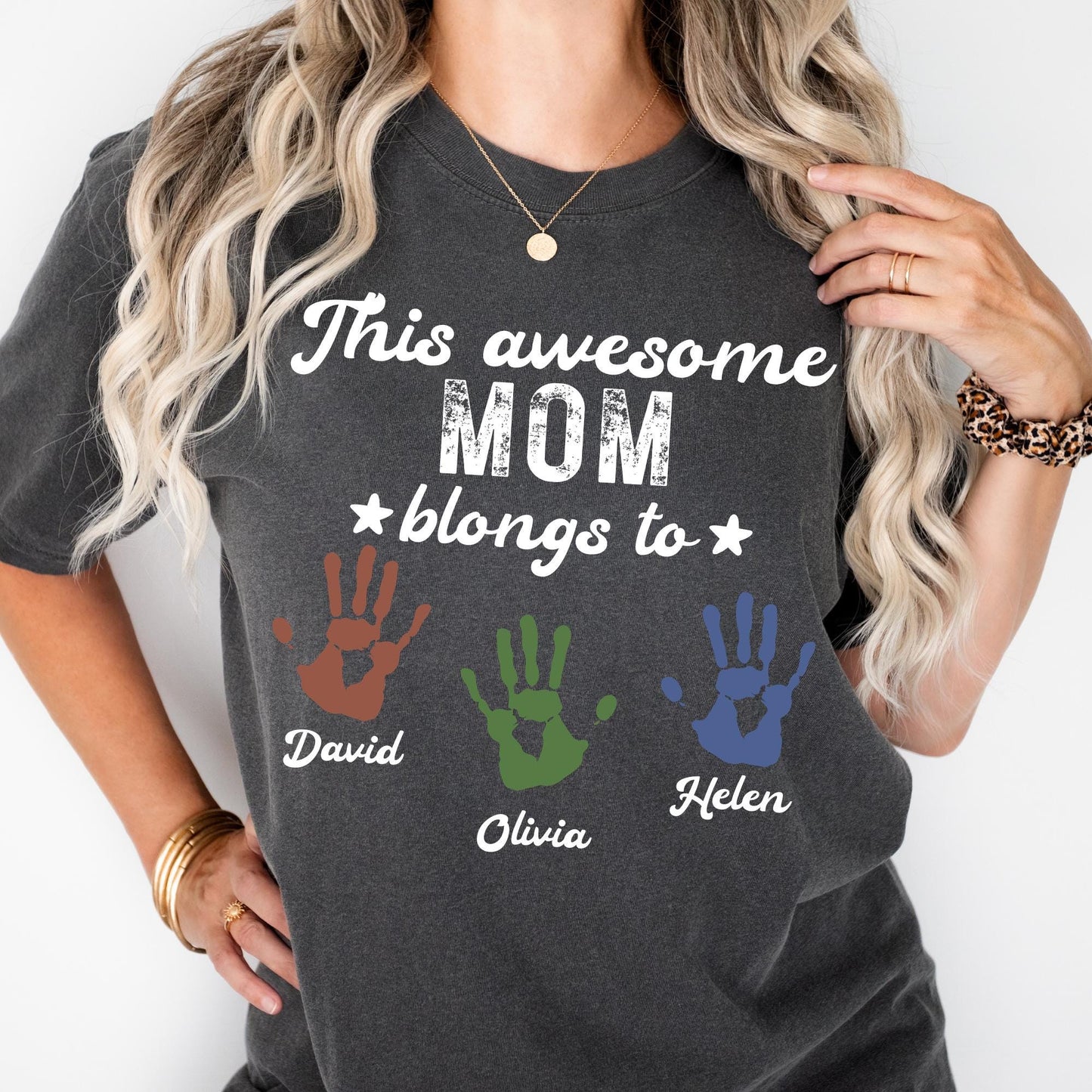 Personalized Mom | Gigi Shirt With Kids Names, This Awesome Mom | Gigi Belongs To Custom Names Tee, Mothers Day Gift, Gigi Tee
