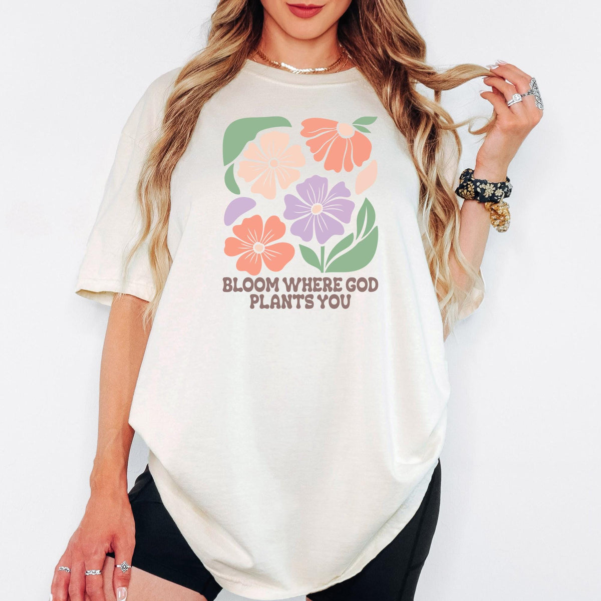 Comfort Colors® Bloom Where God Plants You Shirt, Christian Floral Faith Tee, Inspirational Scripture T-Shirt, Encouragement Gift