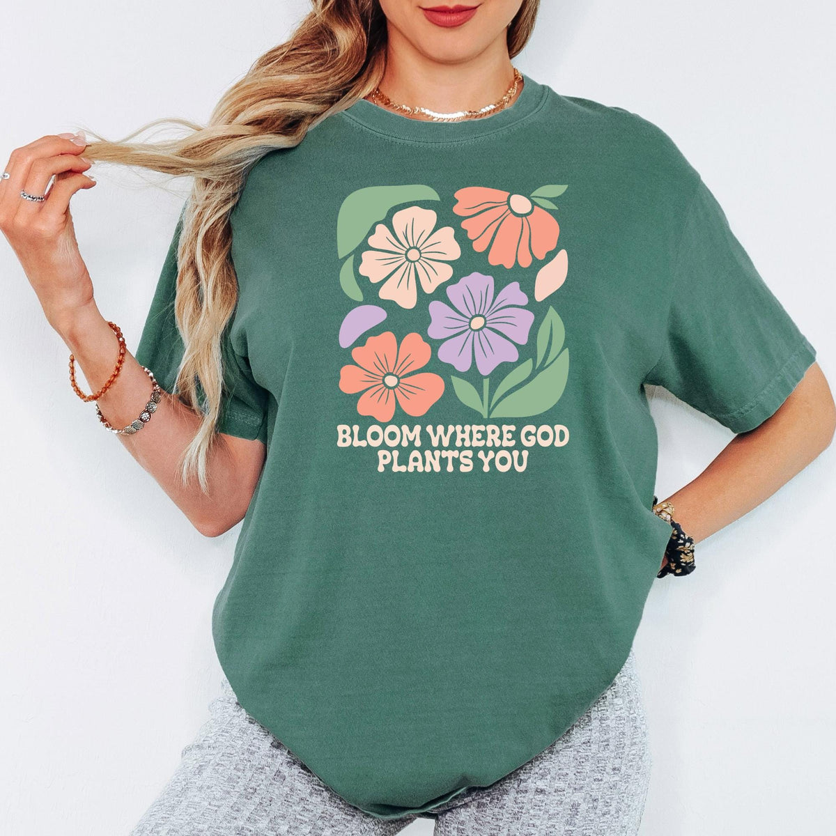 Comfort Colors® Bloom Where God Plants You Shirt, Christian Floral Faith Tee, Inspirational Scripture T-Shirt, Encouragement Gift