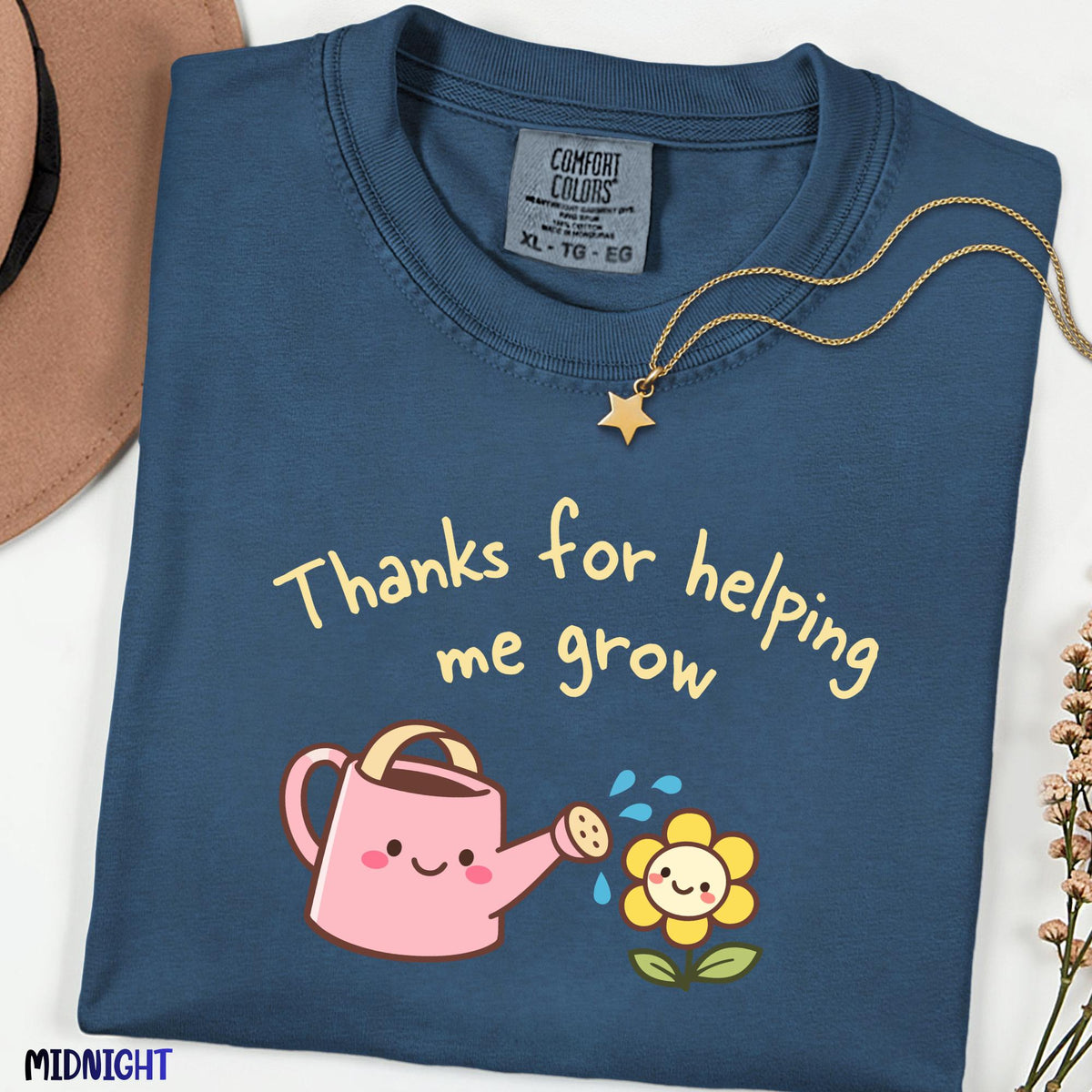 Comfort Colors® Thanks for Helping Me Grow Shirt, Teacher Appreciation Gift, Cute Kawaii Flower Tee, Botanical Graphic Tee