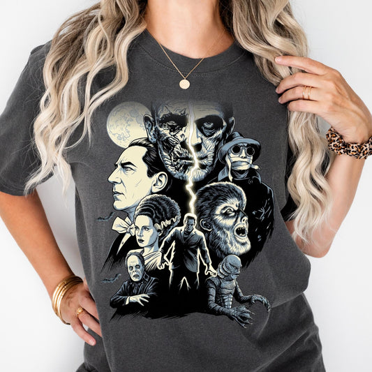 Comfort Colors® Universal Monsters Inspired Shirt, Epic Theme Park Trip Tee, Retro Horror Monsters Shirt, Gothic Creature Graphic Tee