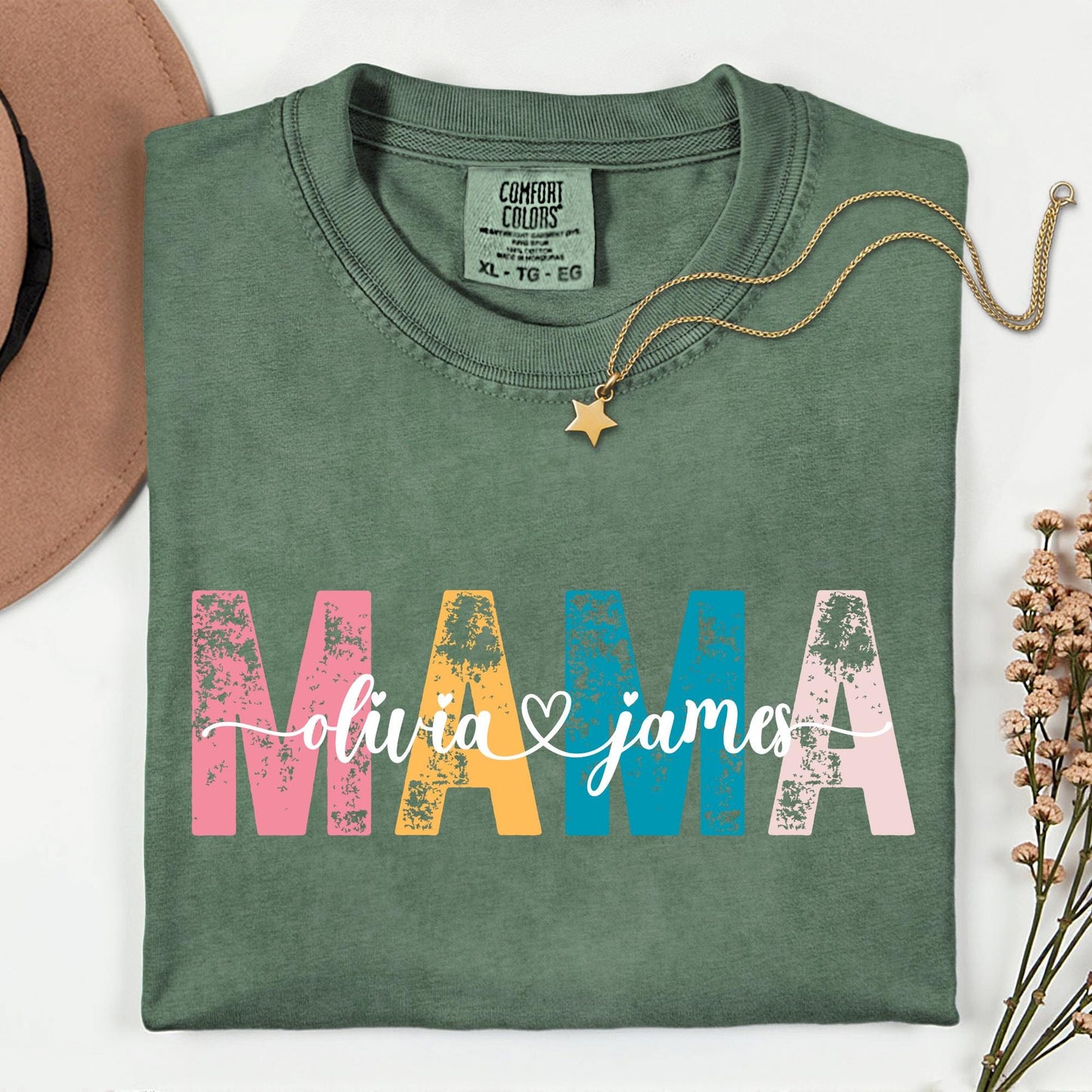 Custom Comfort Colors® Mama Shirt, Personalized Kids Name Mama Shirt, Custom Mom Gift Tee, Mothers Day Gift