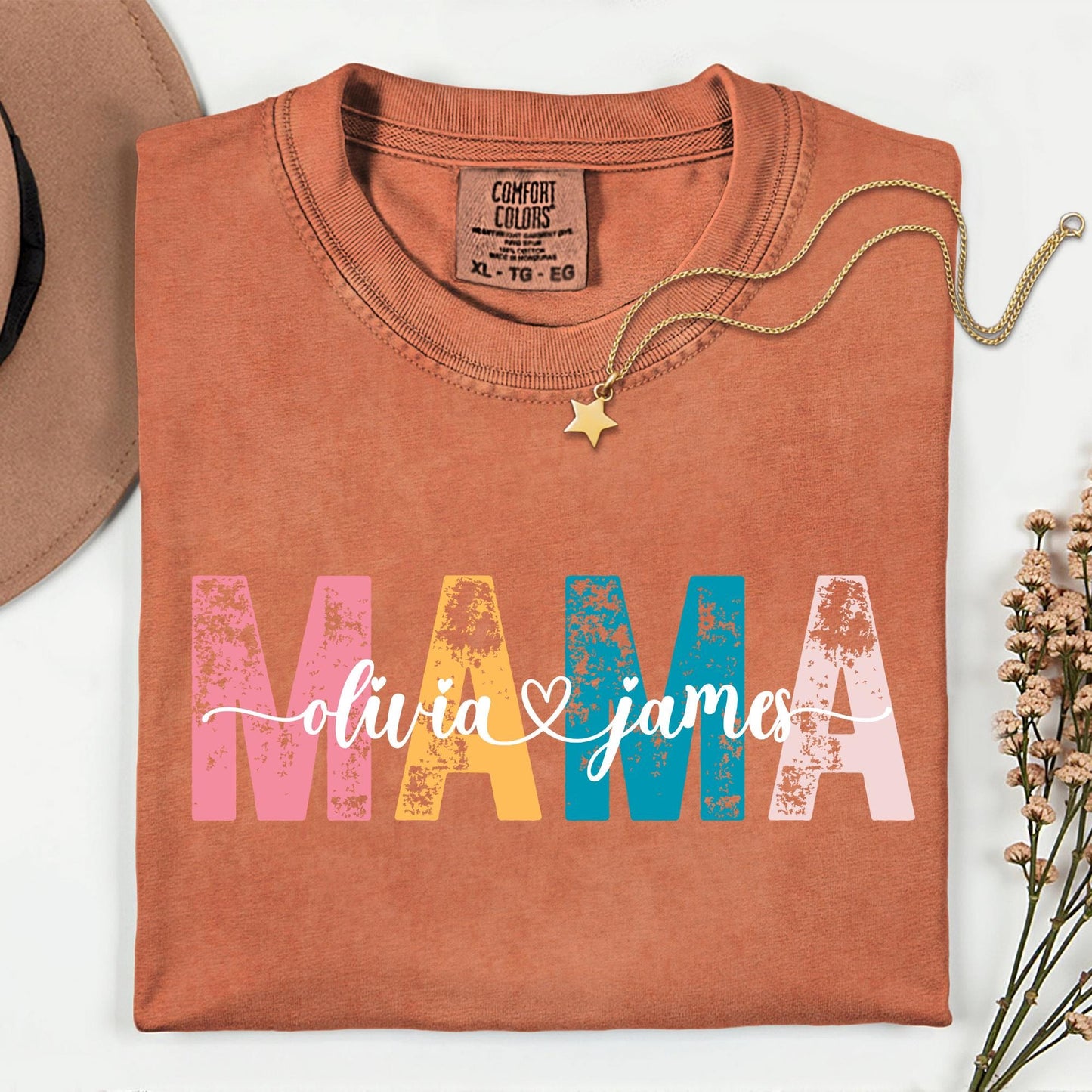 Custom Comfort Colors® Mama Shirt, Personalized Kids Name Mama Shirt, Custom Mom Gift Tee, Mothers Day Gift