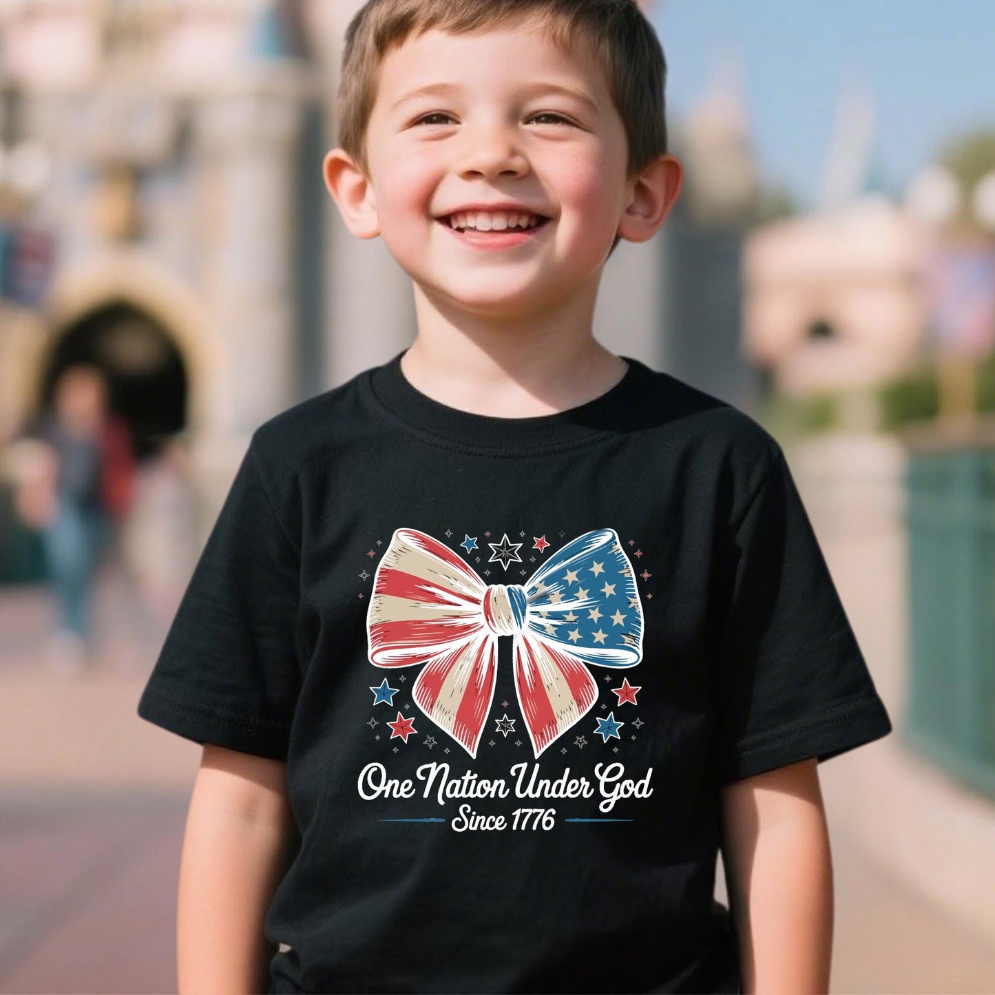 America Flag Coquette Shirt, USA 4th of July Shirts, One Nation Under God Since 1776