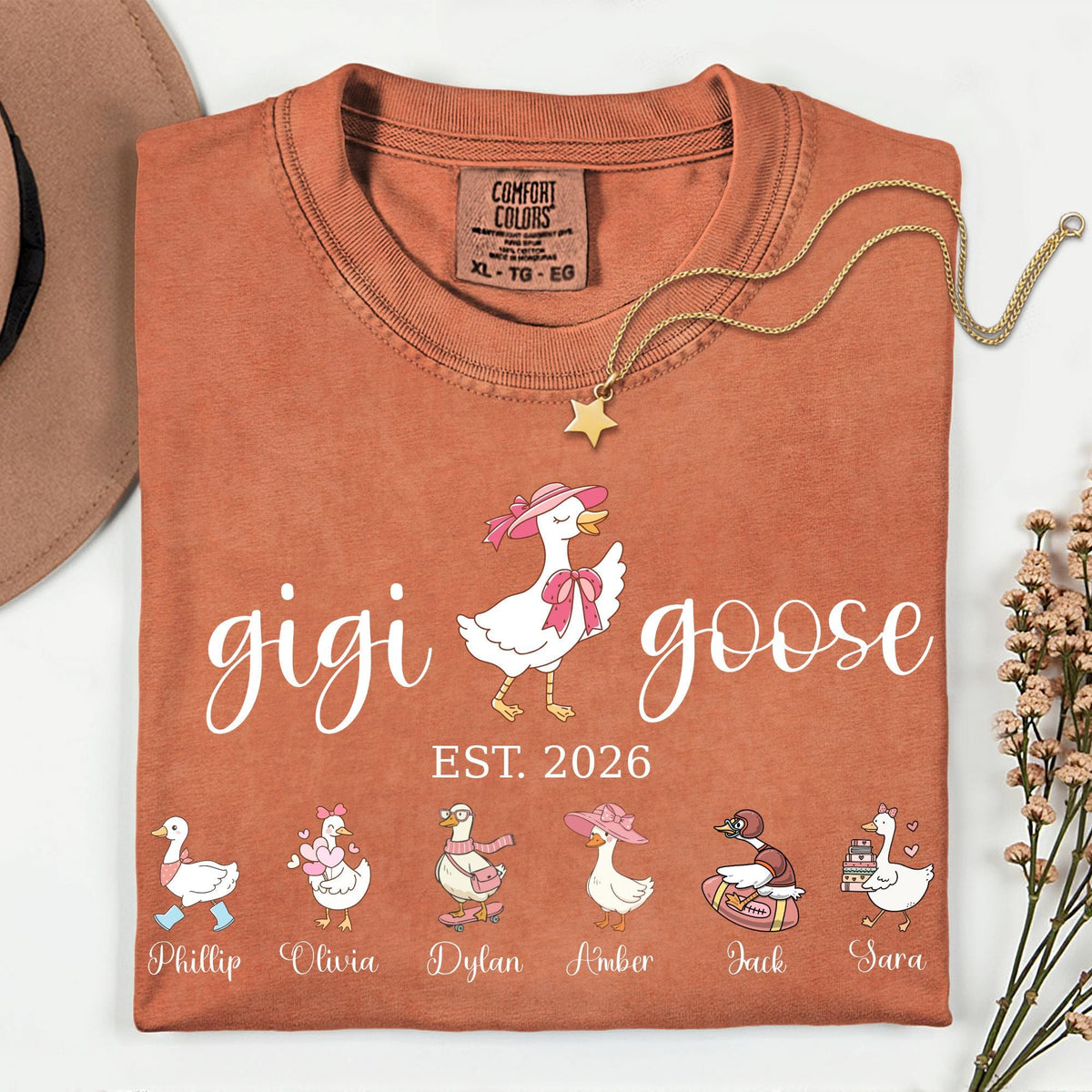 Mama Goose Shirt Comfort Colors® Gigi Duck Shirts, Custom Kids Names Shirt, Mom Est Year Tee, Mothers Day Gift