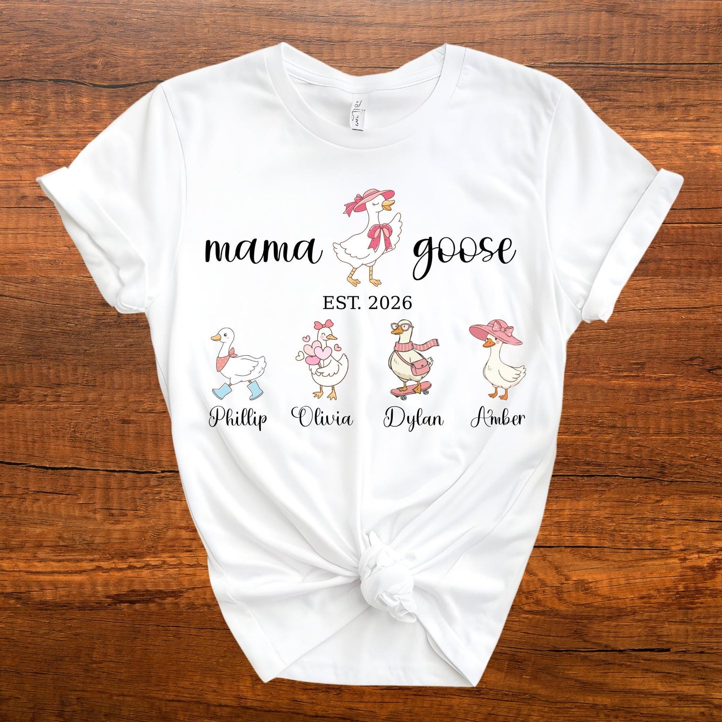 Personalized Mama Goose Shirt Gigi Duck Shirts Mothers Day Gift For Mom Custom Kids Name Tee