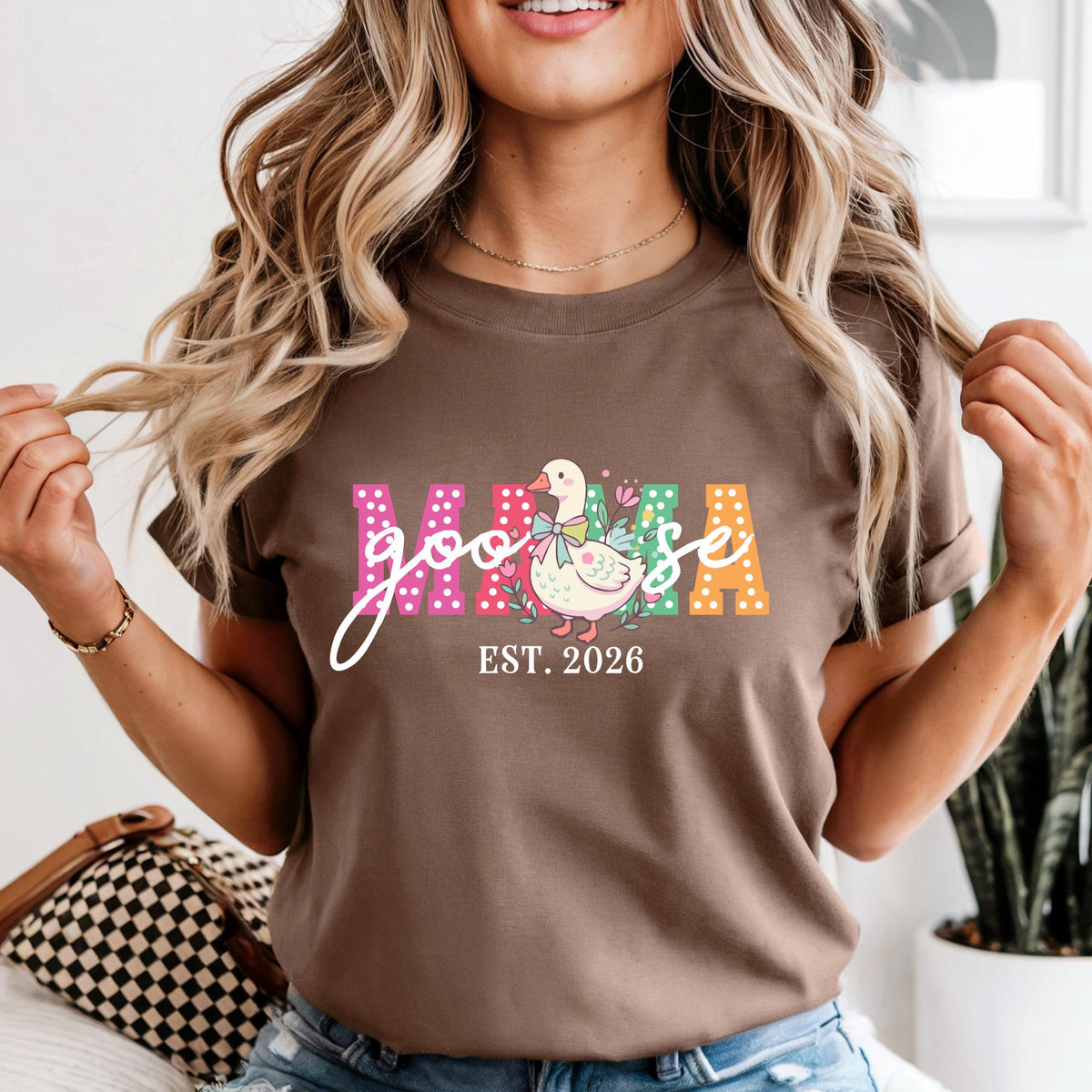 Custom Comfort Colors® Mama Goose Shirt Mothers Day Gift, Mom Duck Shirts Personalized Kids Name Tee