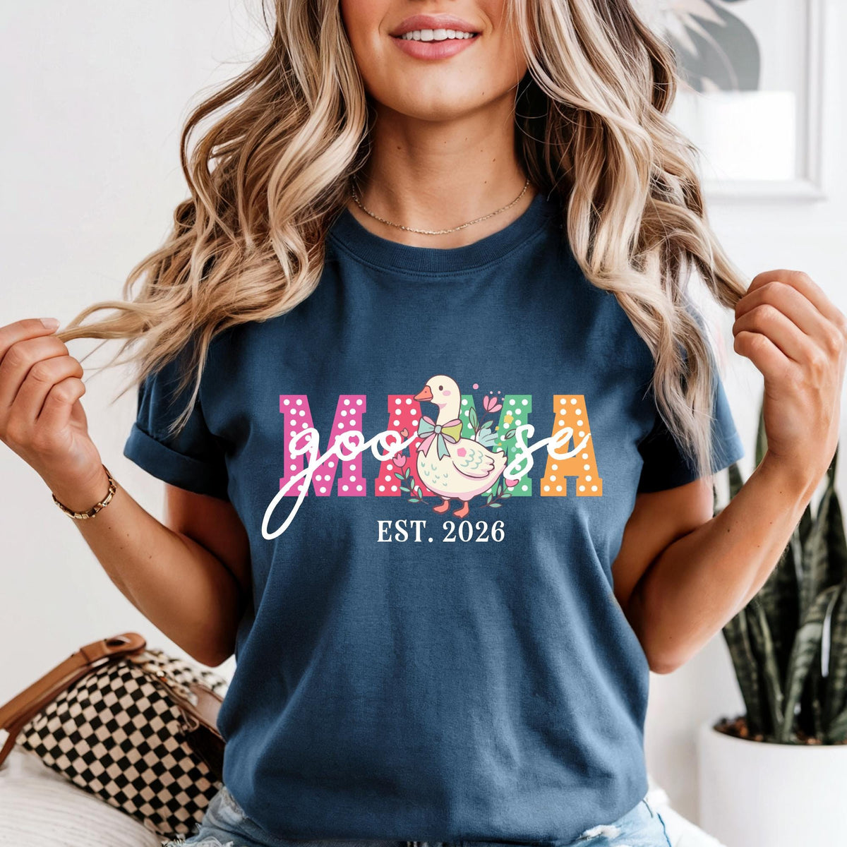 Custom Comfort Colors® Mama Goose Shirt Mothers Day Gift, Mom Duck Shirts Personalized Kids Name Tee