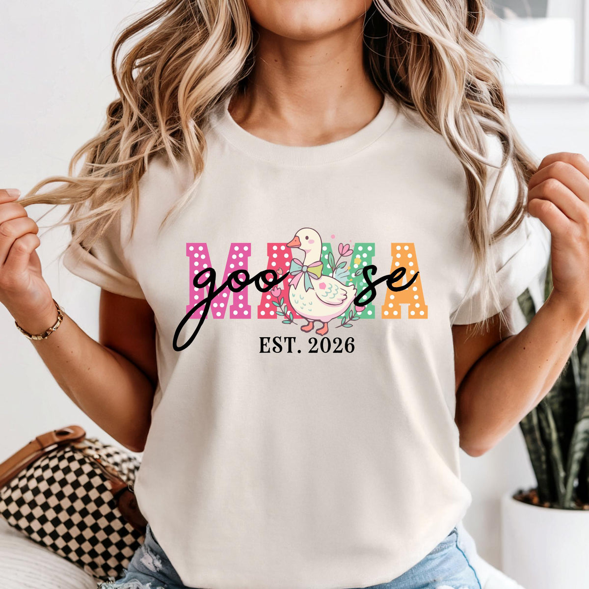 Custom Comfort Colors® Mama Goose Shirt Mothers Day Gift, Mom Duck Shirts Personalized Kids Name Tee