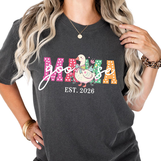 Custom Comfort Colors® Mama Goose Shirt Mothers Day Gift, Mom Duck Shirts Personalized Kids Name Tee