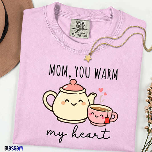 Comfort Colors® Mom You Warm My Heart Shirt, Cute Mom Love Tee, Mother's Day Gift for Mom, Sweet Mom Appreciation Shirt
