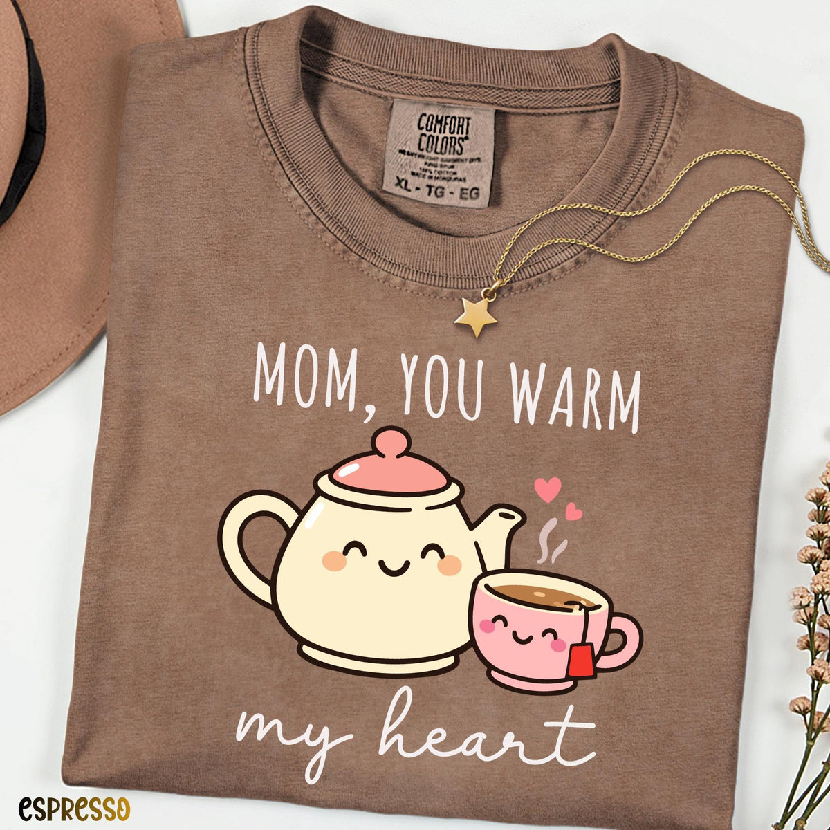 Comfort Colors® Mom You Warm My Heart Shirt, Cute Mom Love Tee, Mother's Day Gift for Mom, Sweet Mom Appreciation Shirt