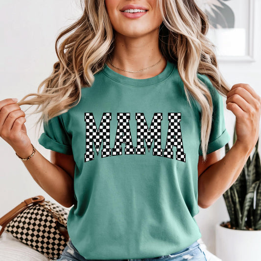Comfort Colors® Checkered Mama Shirt Retro Mom Tee Vintage Mama Shirt Mothers Day Gift Trendy Mama Graphic Shirt
