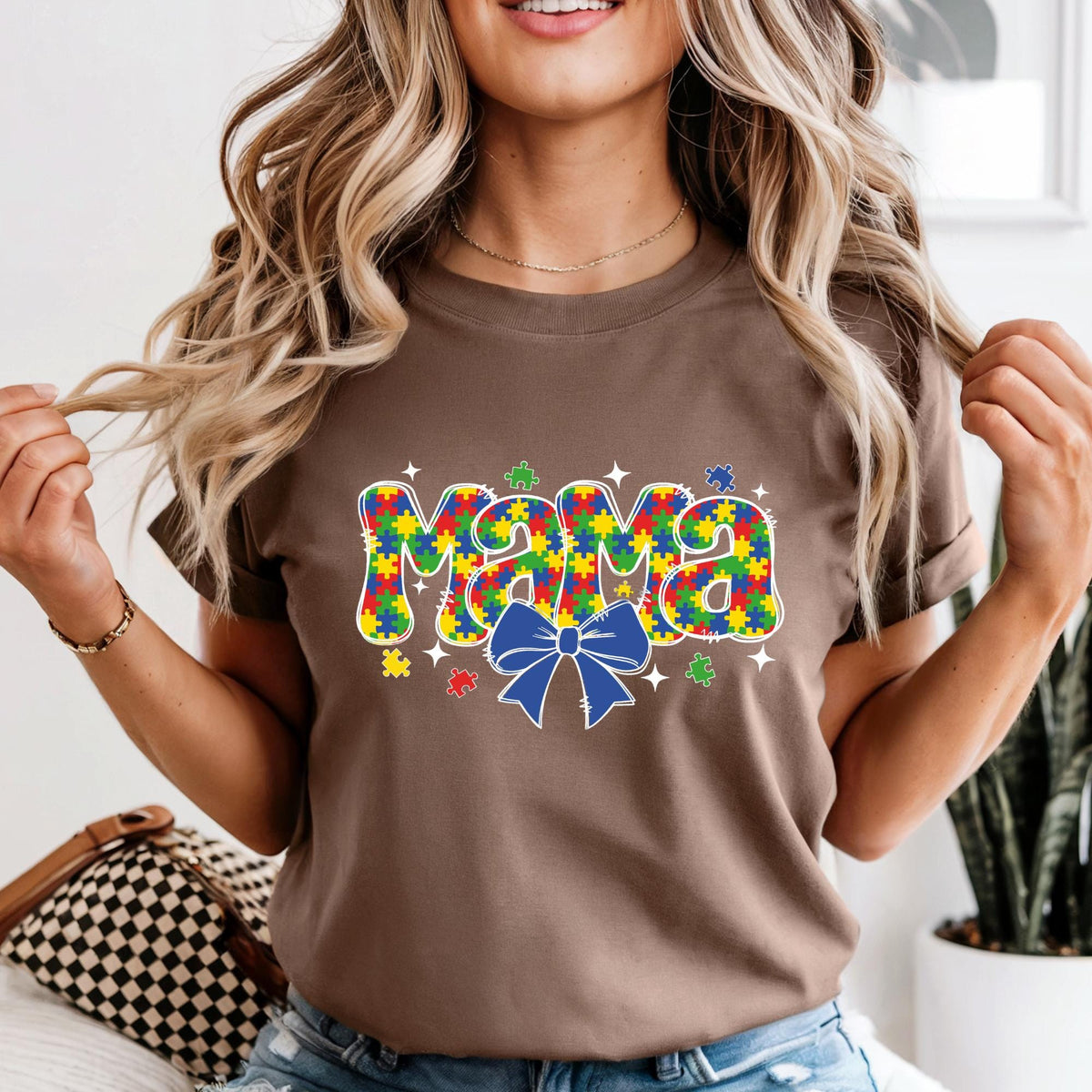 Personalized Autism Mama Comfort Colors® Shirt Coquette Autism Mom Puzzle Shirts Mothers Day Gift