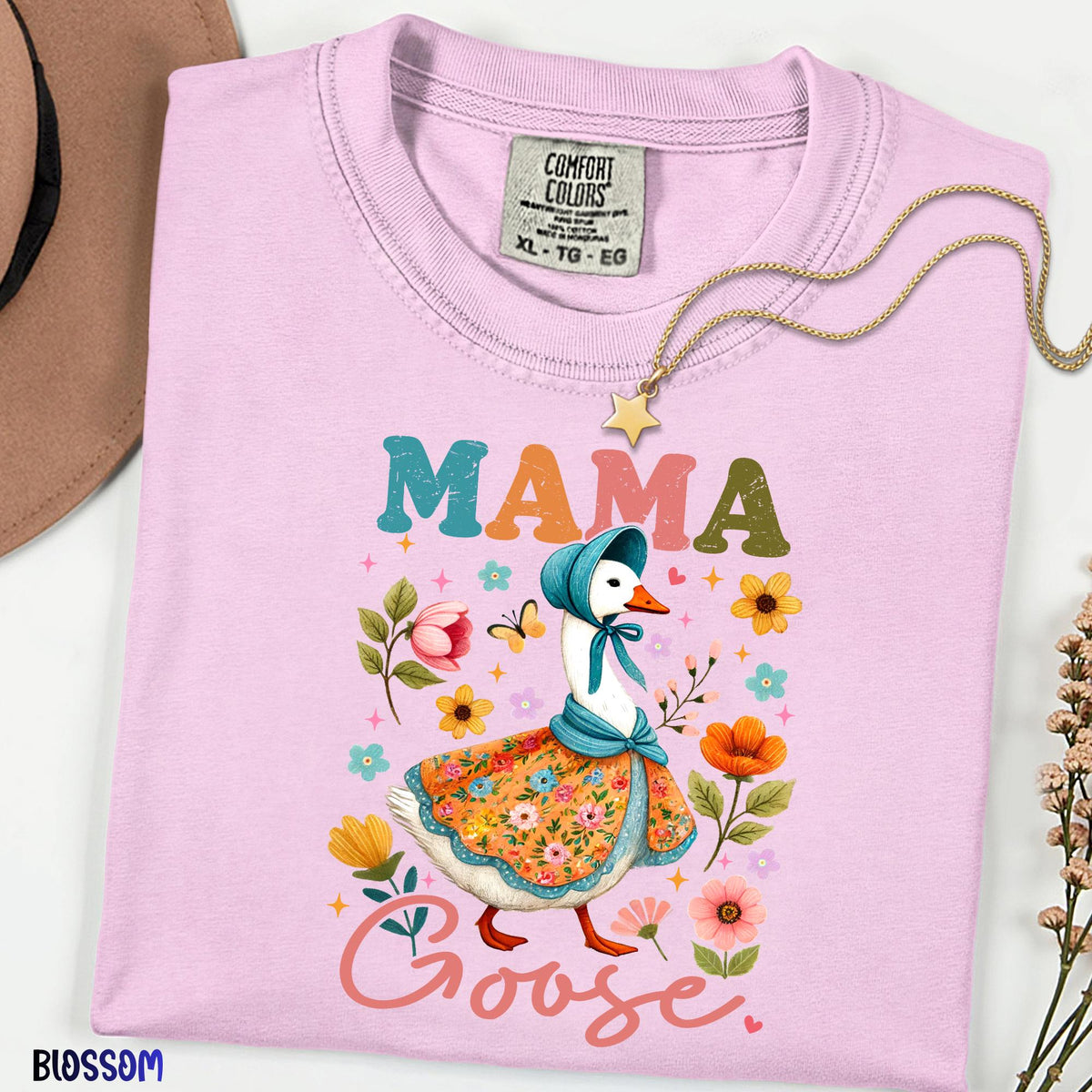 Comfort Colors® Mama Goose  Tee, Motherhood Is The Realest Hood Shirt, Boho Retro Mama Top, Hilarious Mothers Day Gift