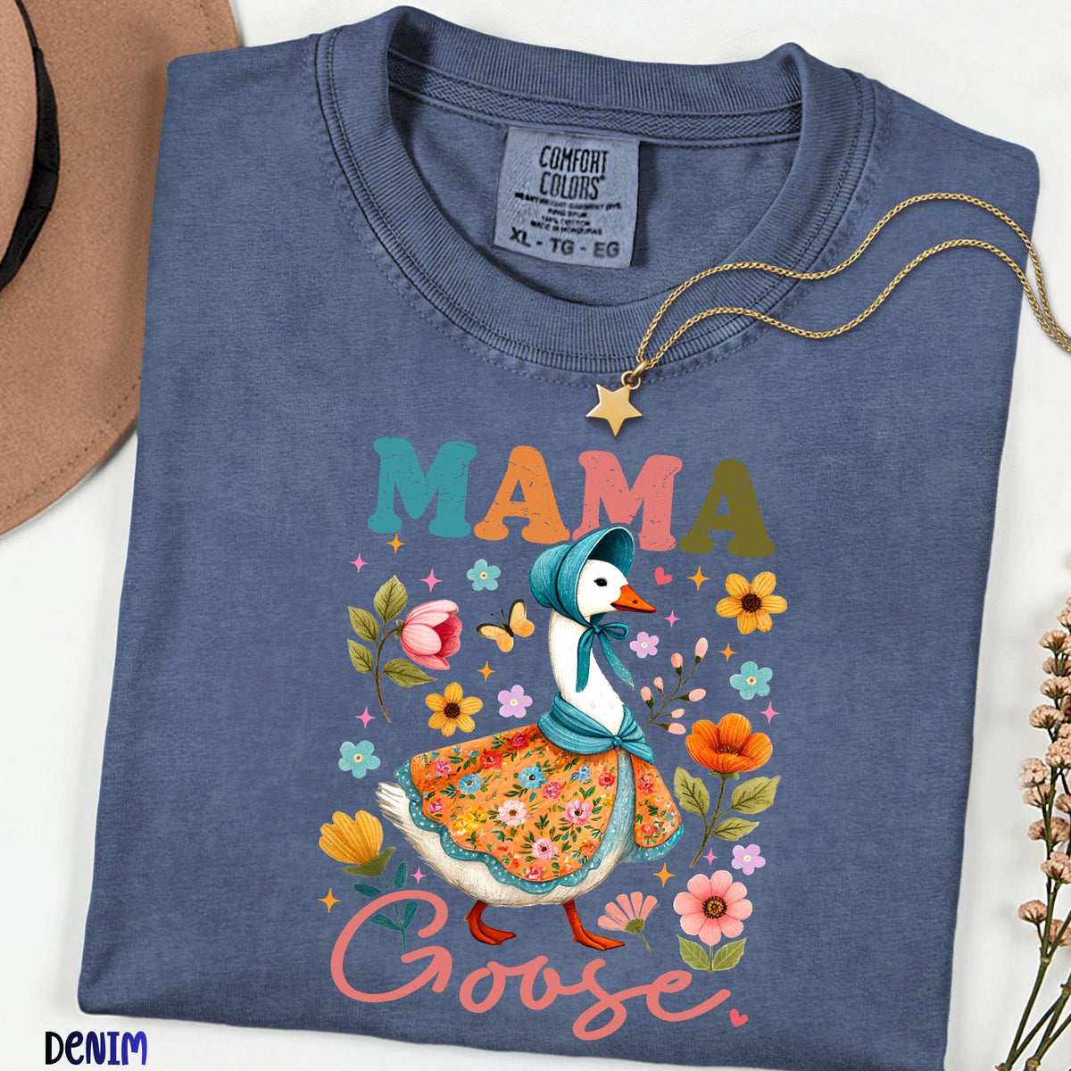 Comfort Colors® Mama Goose  Tee, Motherhood Is The Realest Hood Shirt, Boho Retro Mama Top, Hilarious Mothers Day Gift