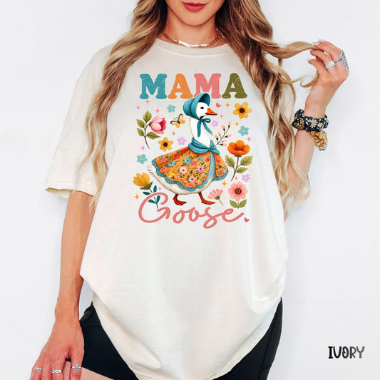 Comfort Colors® Mama Goose  Tee, Motherhood Is The Realest Hood Shirt, Boho Retro Mama Top, Hilarious Mothers Day Gift