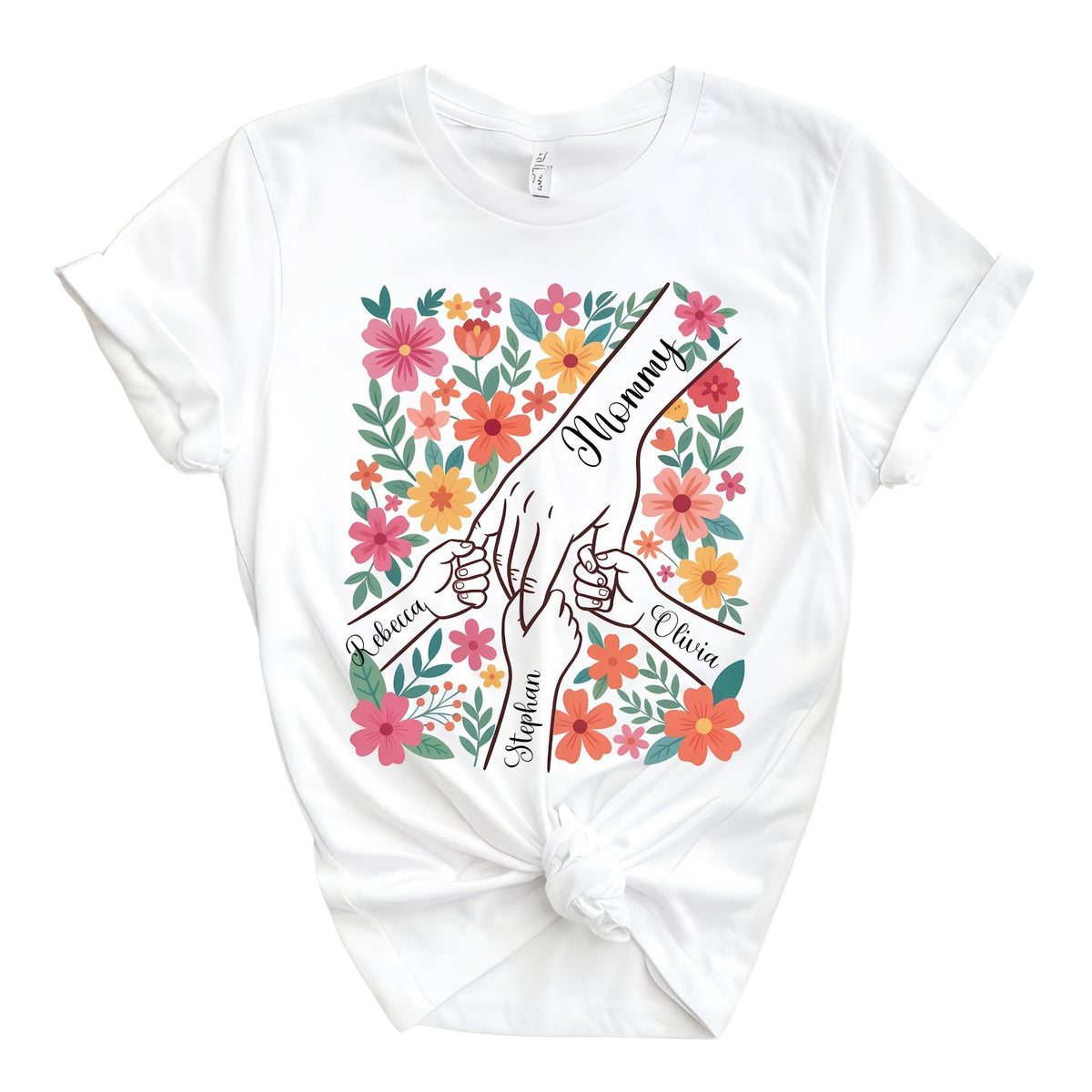 Personalized Boho Mama First Mother’s Day Kids Name T-Shirt