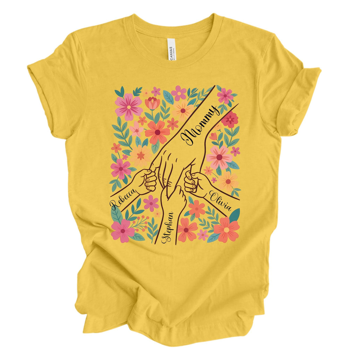 Personalized Boho Mama First Mother’s Day Kids Name T-Shirt