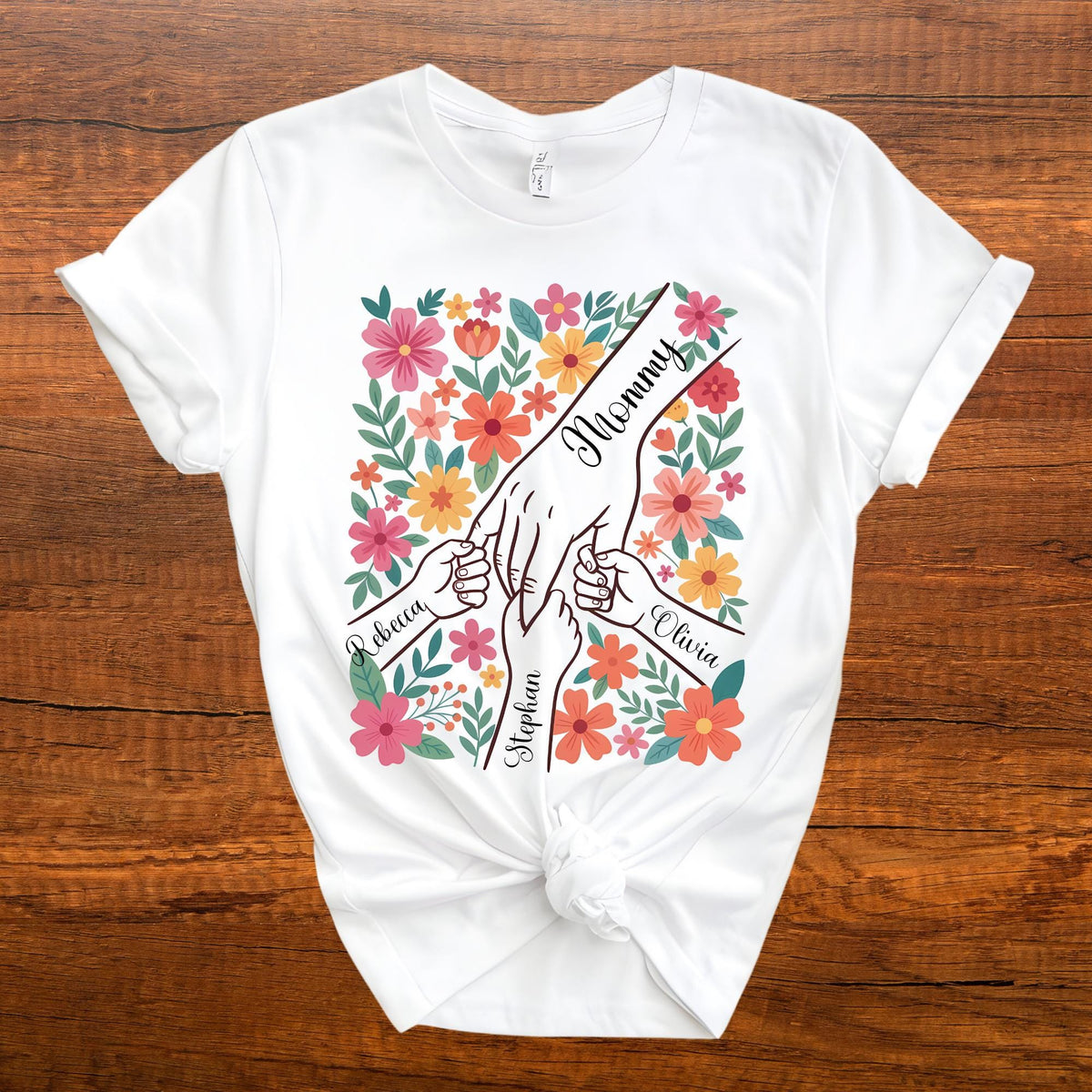 Personalized Boho Mama First Mother’s Day Kids Name T-Shirt