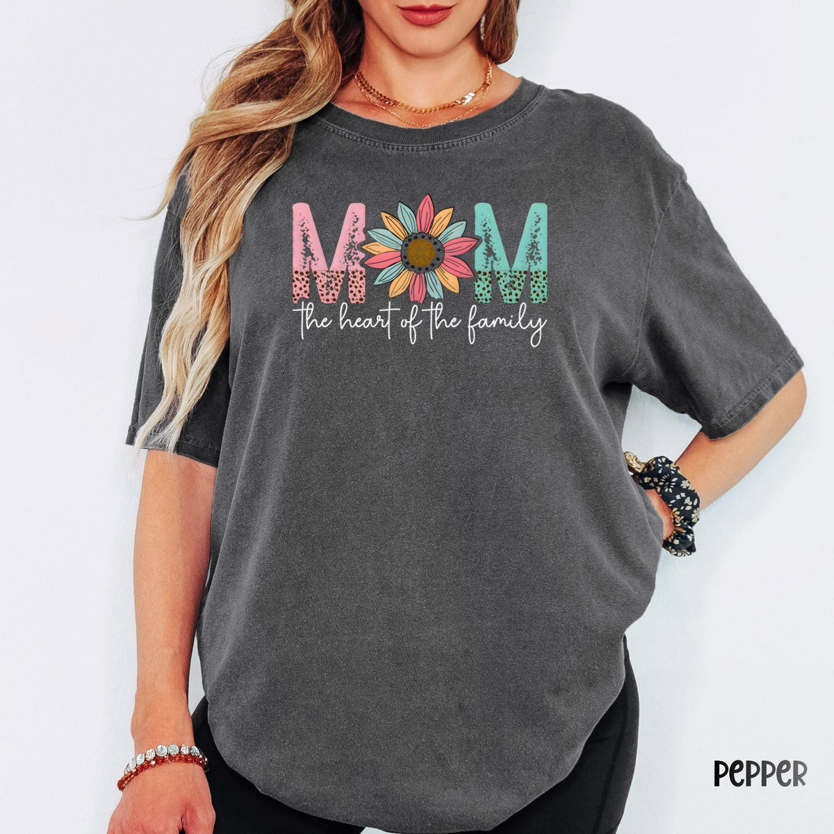 Comfort Colors® Mom The Heart of the Family Shirt, Vintage Floral Mama T-Shirt, Mom Gift, Mother’s Day Shirt, Mom Life Tee