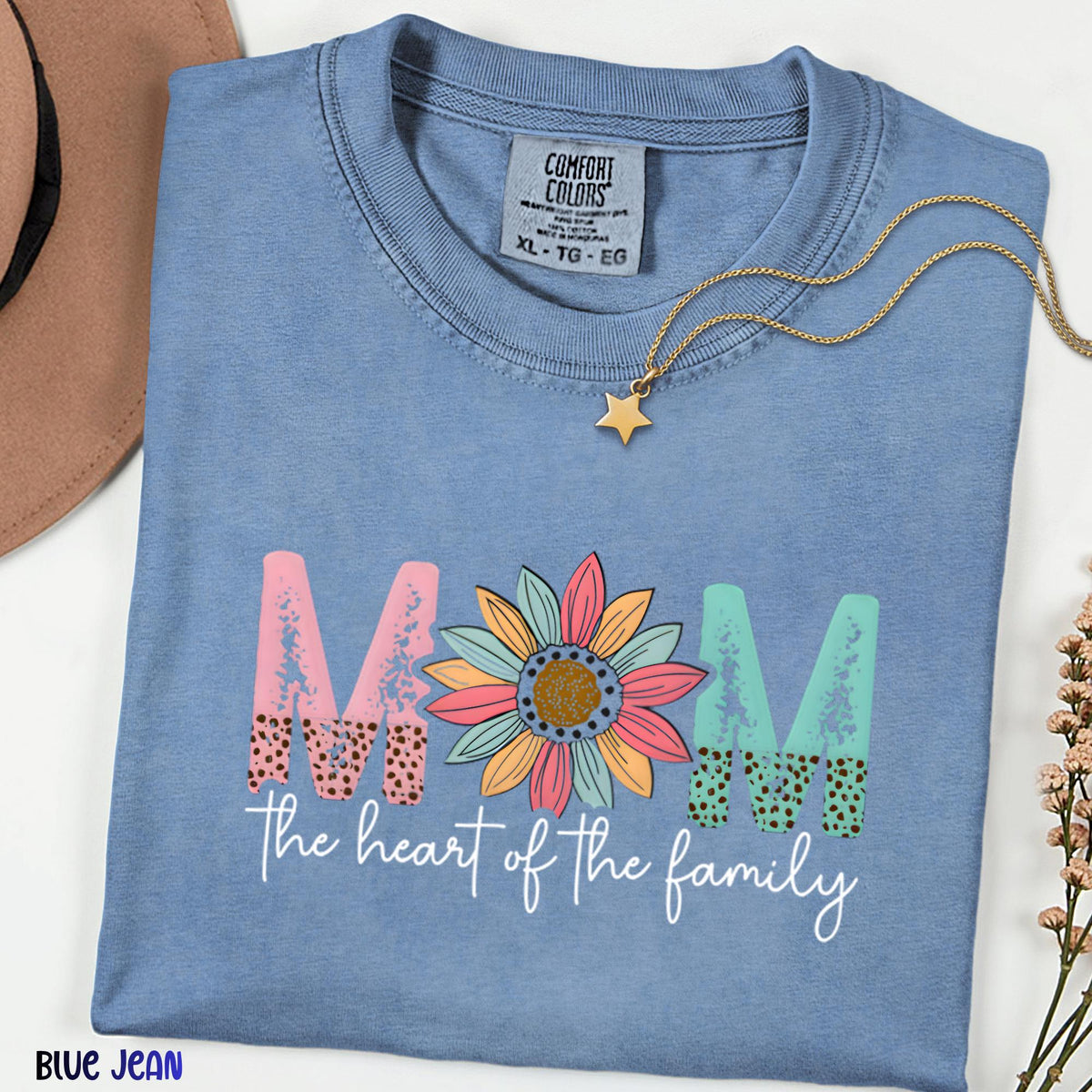 Comfort Colors® Mom The Heart of the Family Shirt, Vintage Floral Mama T-Shirt, Mom Gift, Mother’s Day Shirt, Mom Life Tee